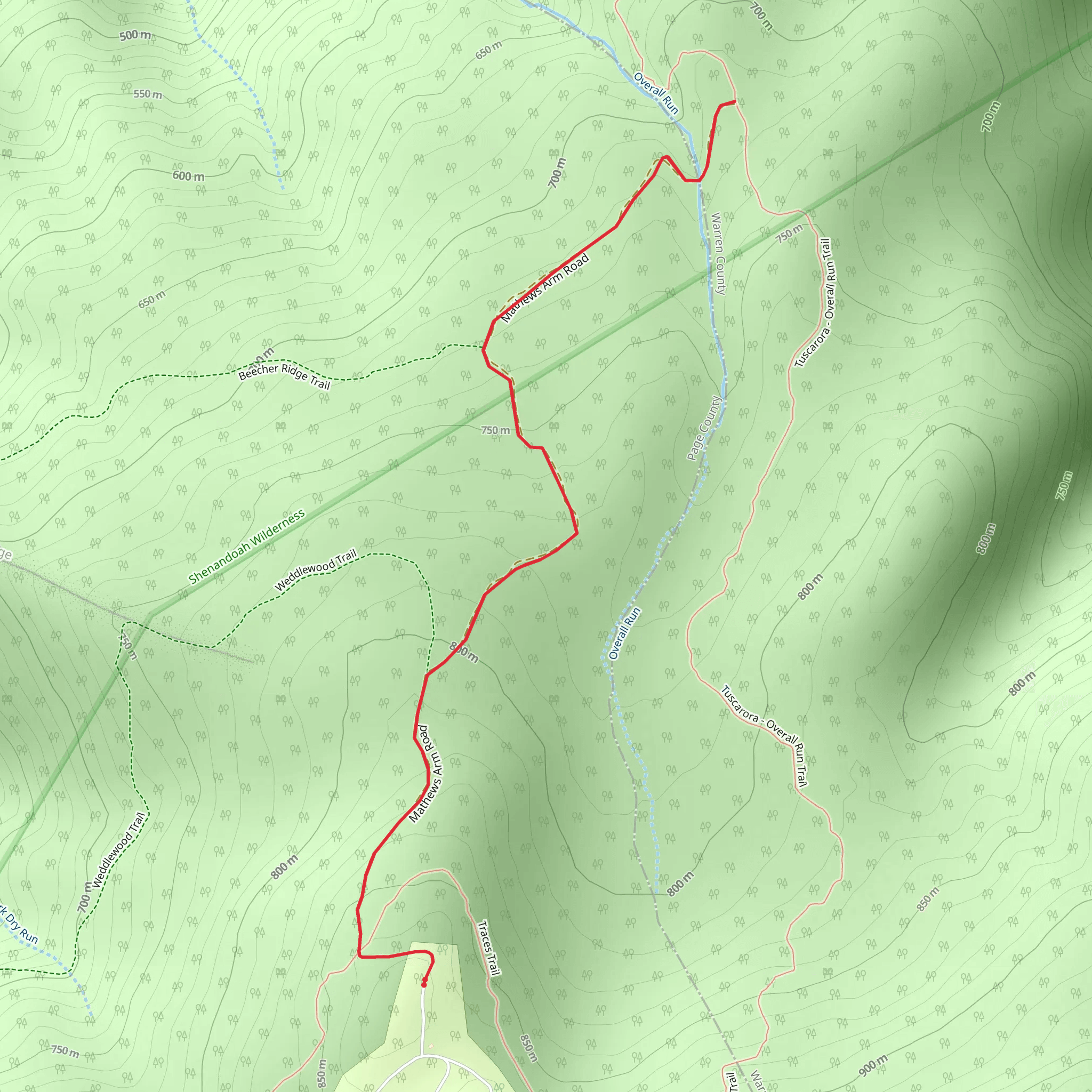 Mathews Arm Trail mobile static map