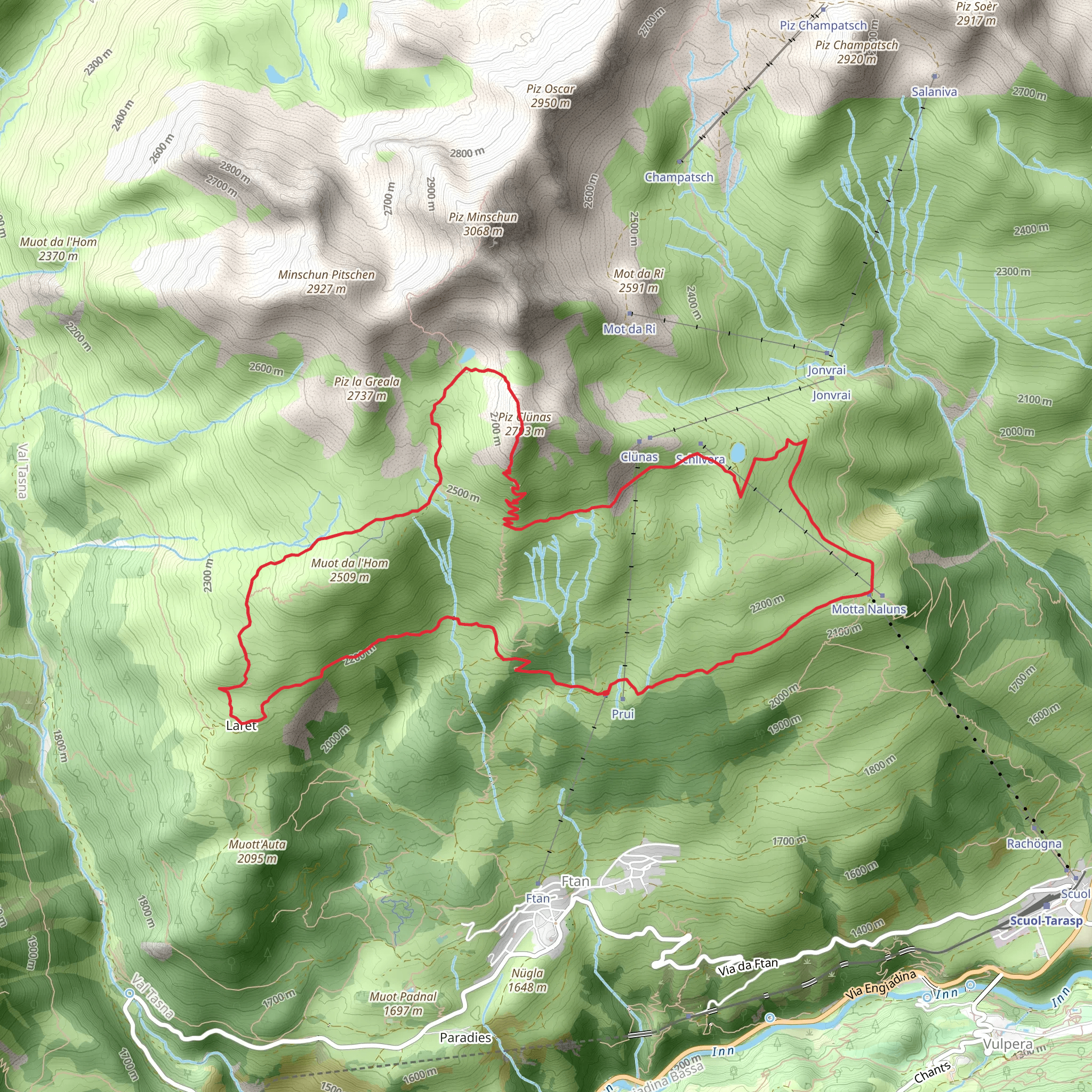 Alp Laret and Piz Clunas Loop mobile static map