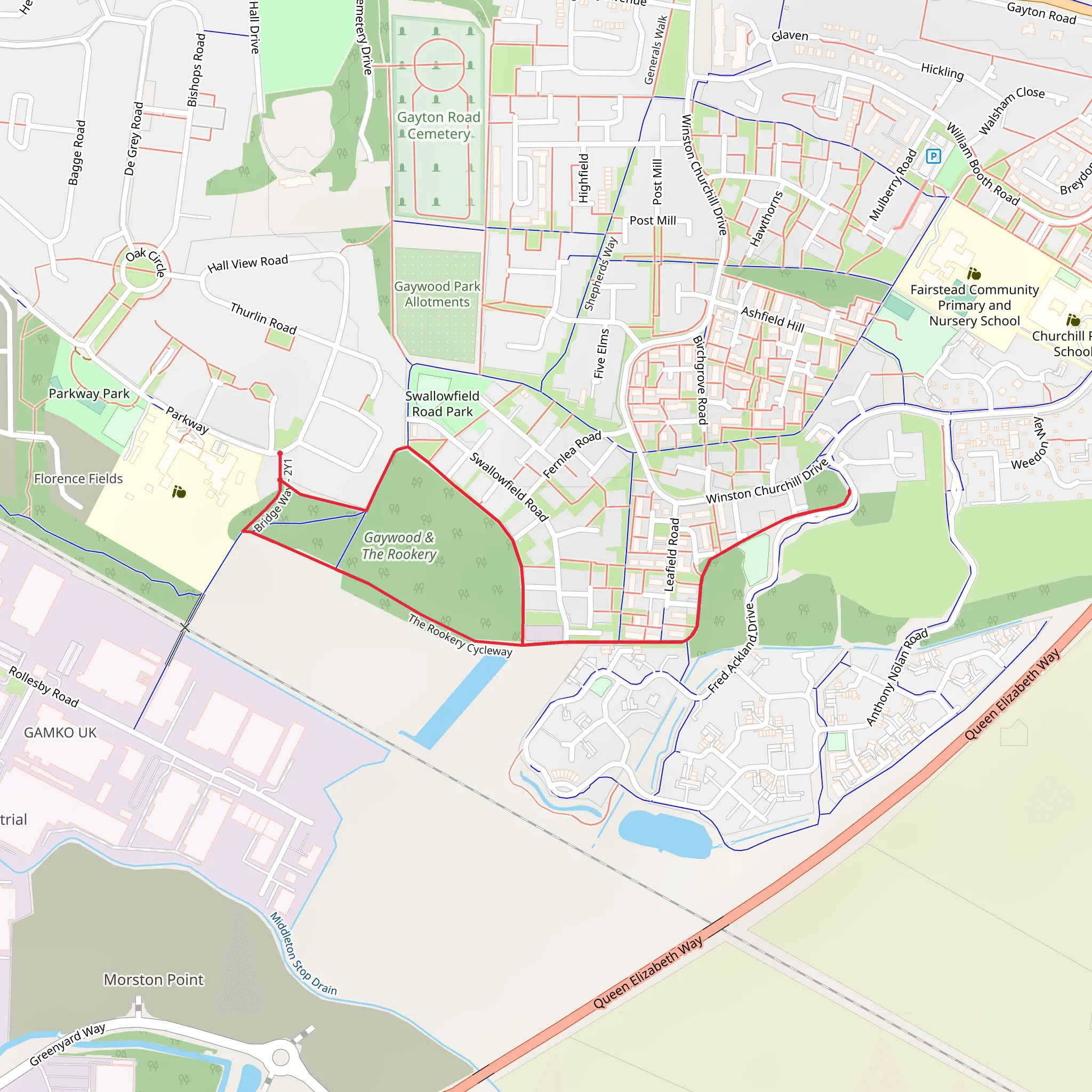 Gaywood and The Rookery Loop mobile static map