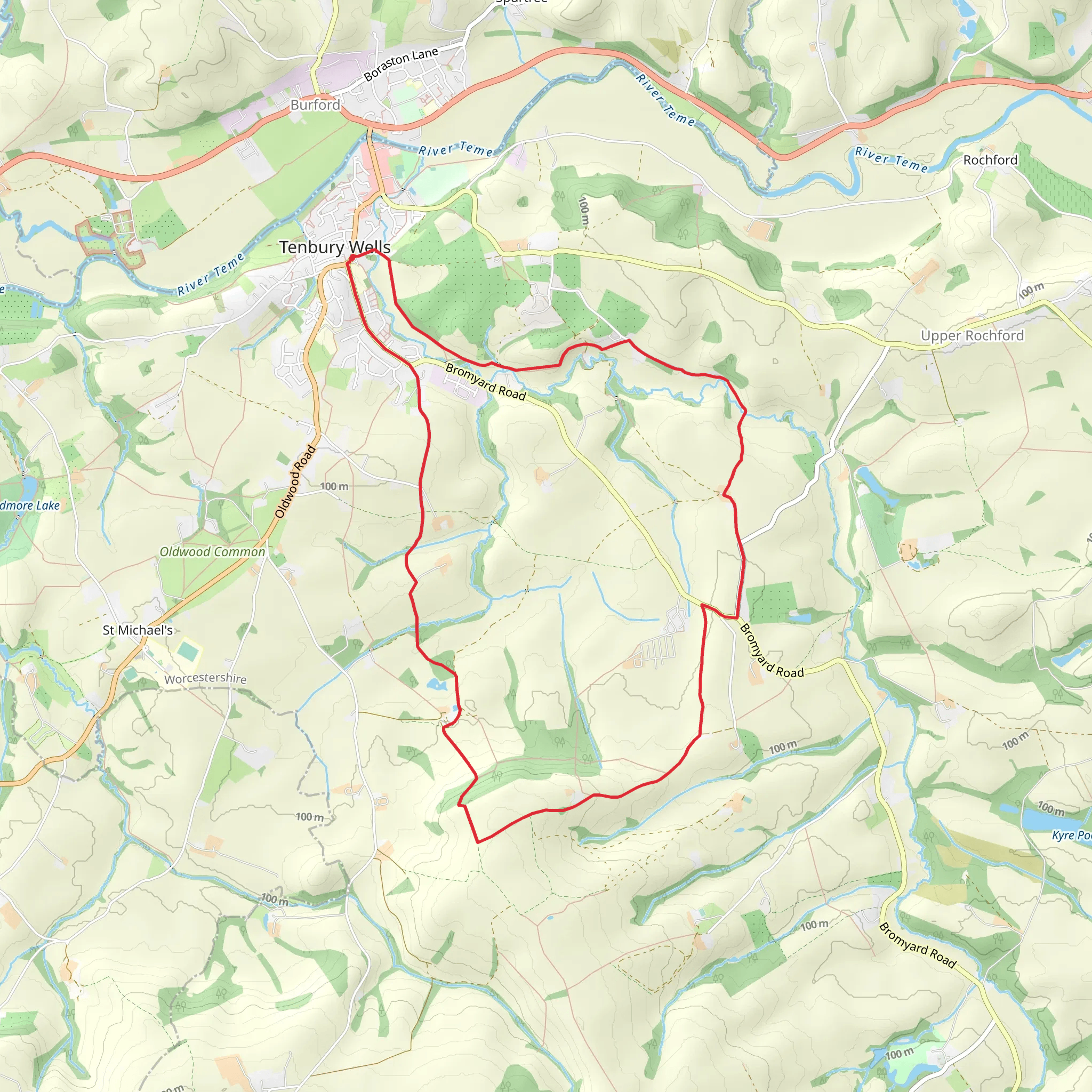 Haws Hill from Tenbury Wells mobile static map