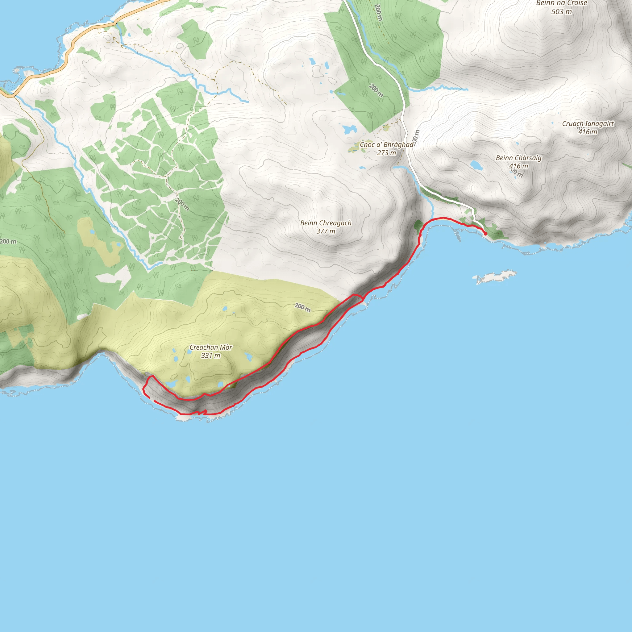 Carsaig Arches Loop via Loch nan Gaidheal mobile static map
