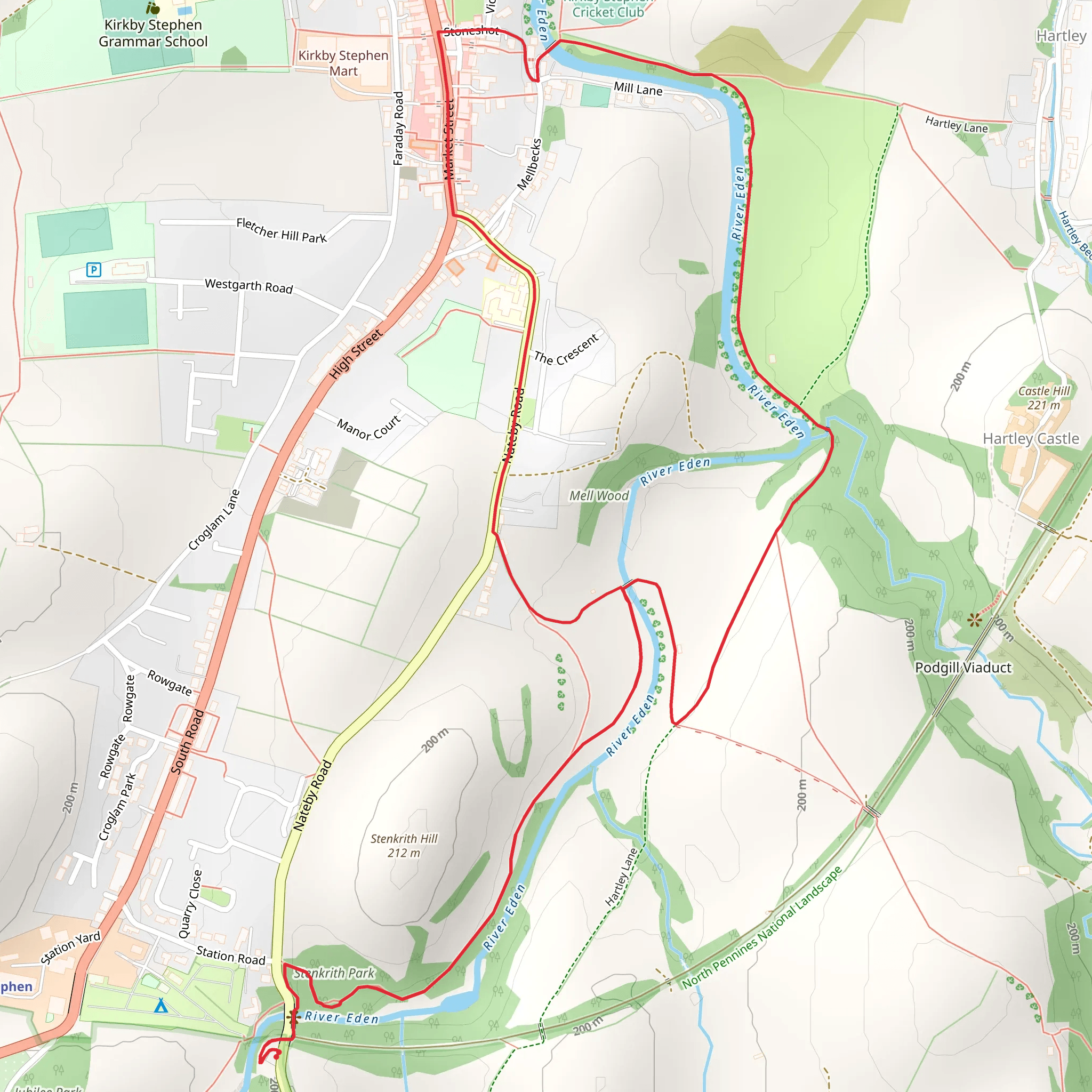 Stenkrith Park and River Eden Loop mobile static map