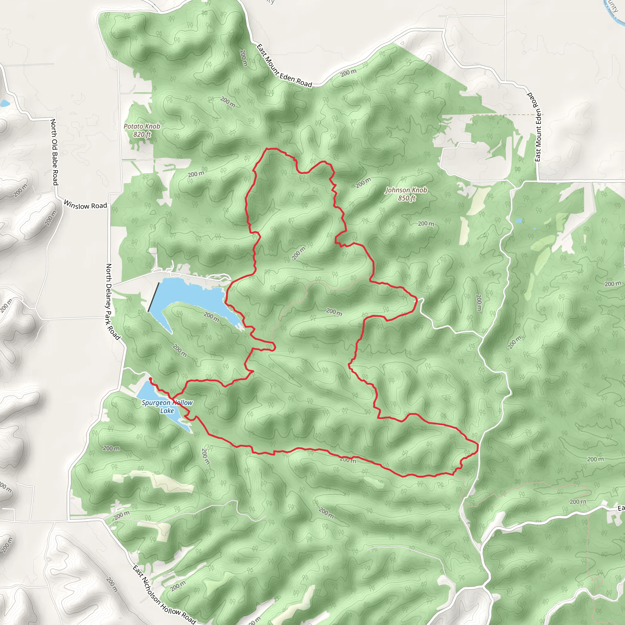 Spurgeon Hollow Lake - Knobstone Loop Trail mobile static map