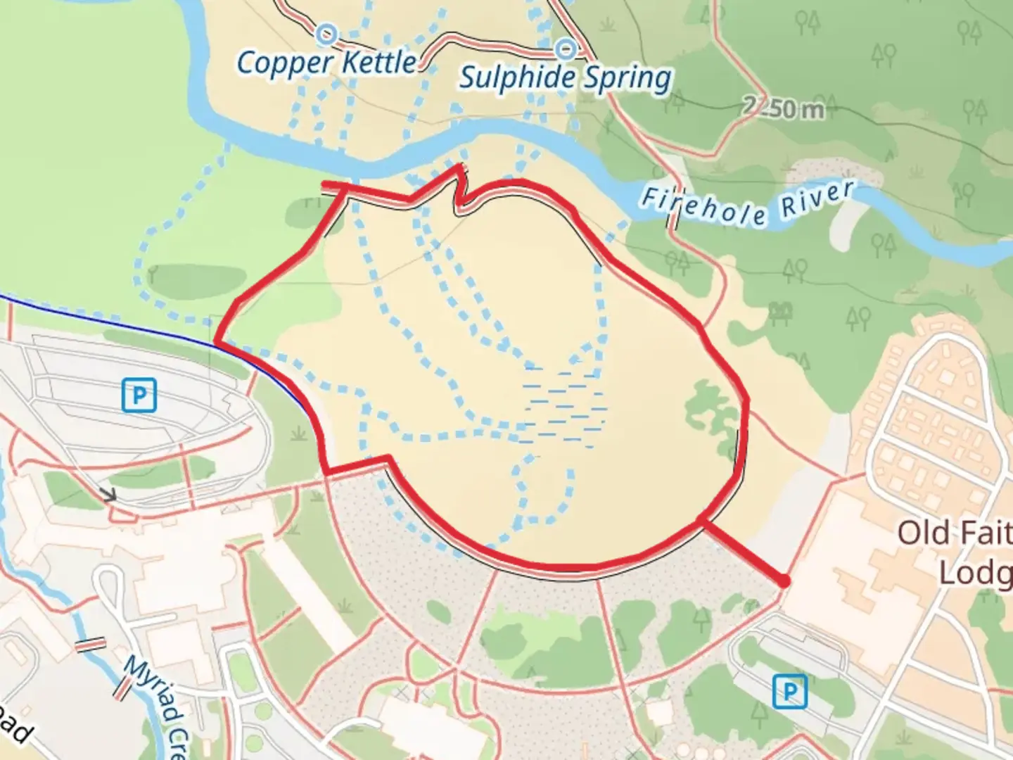 An image depicting the trail Upper Geyser Bassin Loop Trail and its surrounding area.