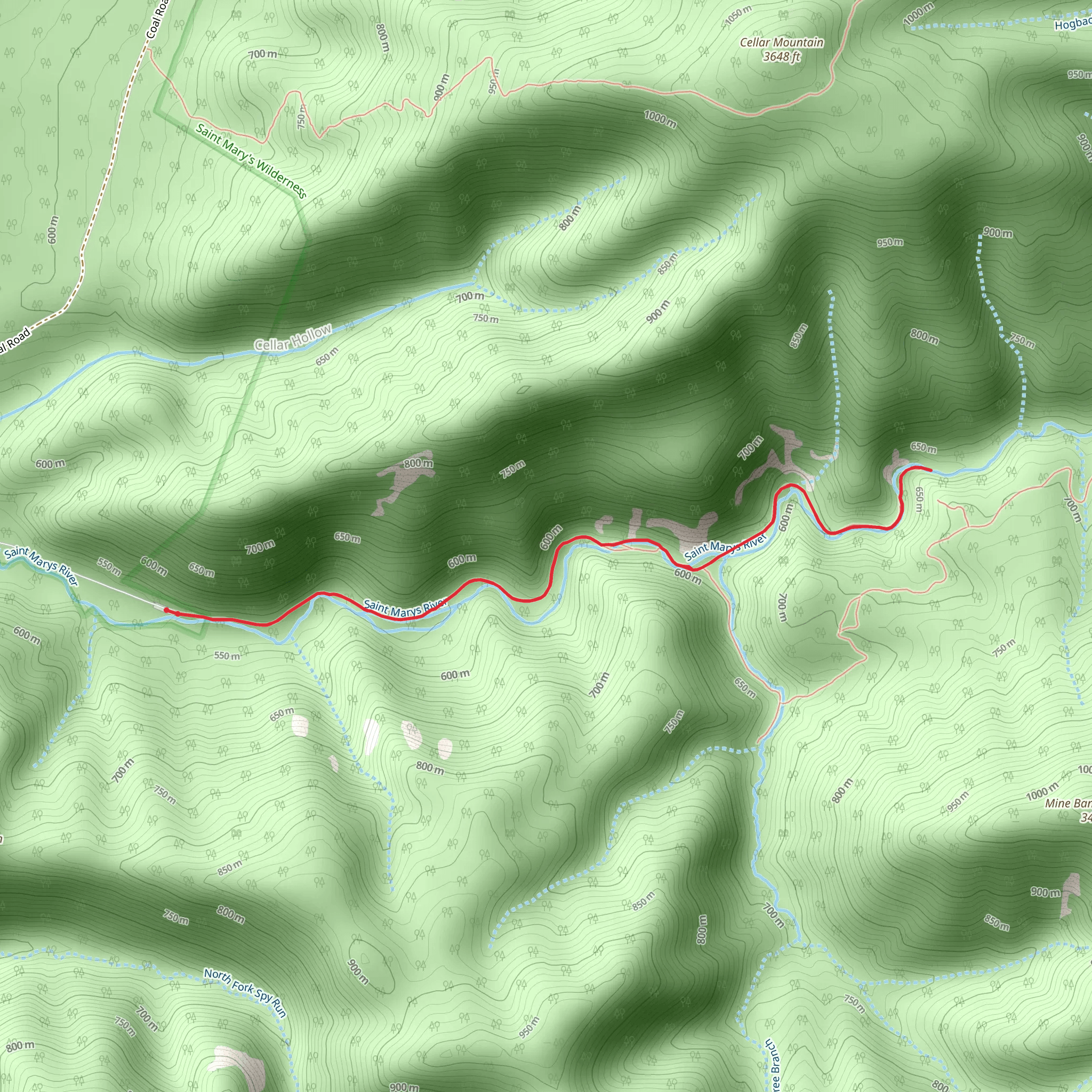 Saint Mary's Gorge Trail mobile static map