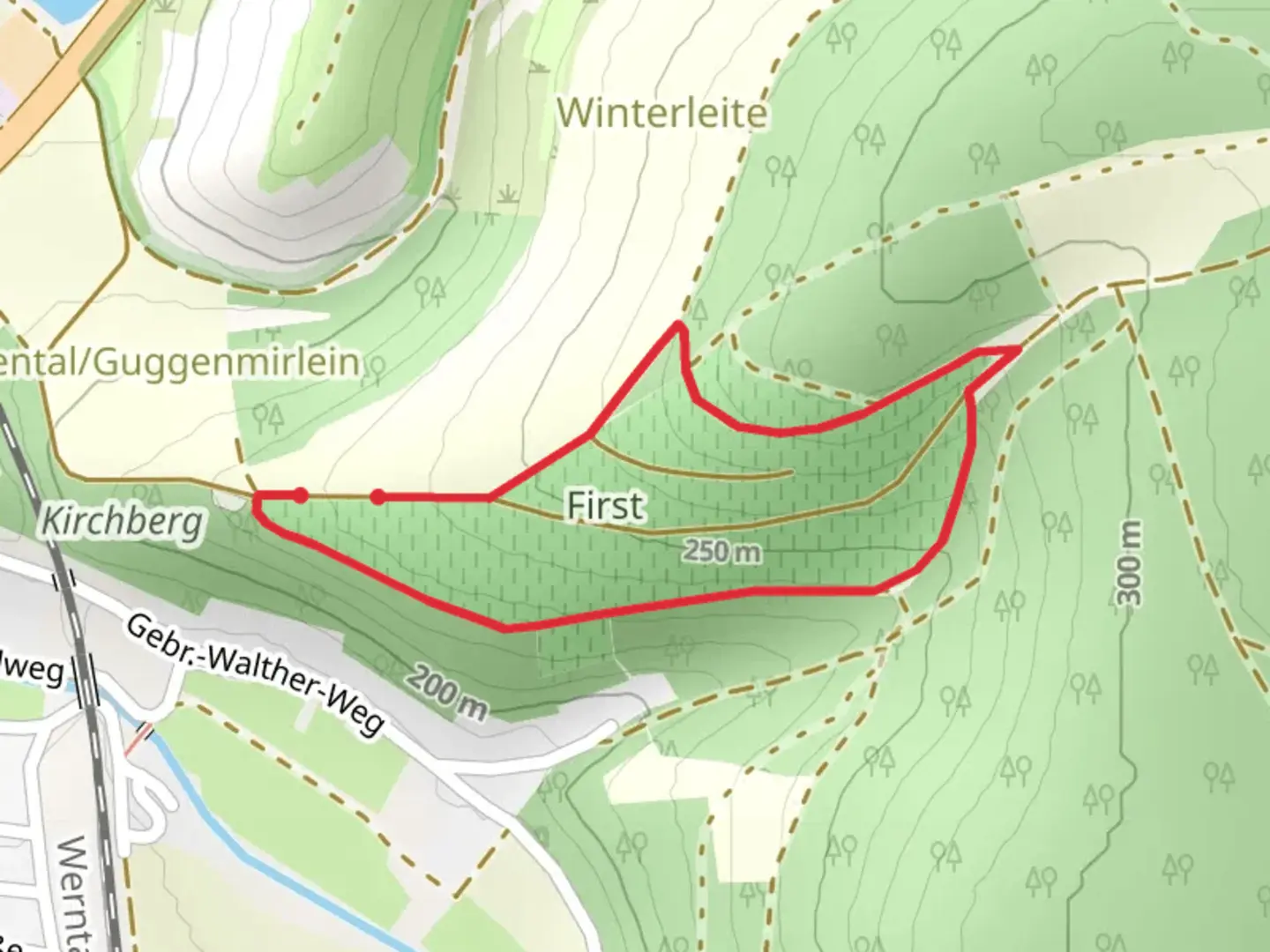 An image depicting the trail Weinbergshütte der Familie Hoßmann Gemeinde Eußenheim Loop and its surrounding area.