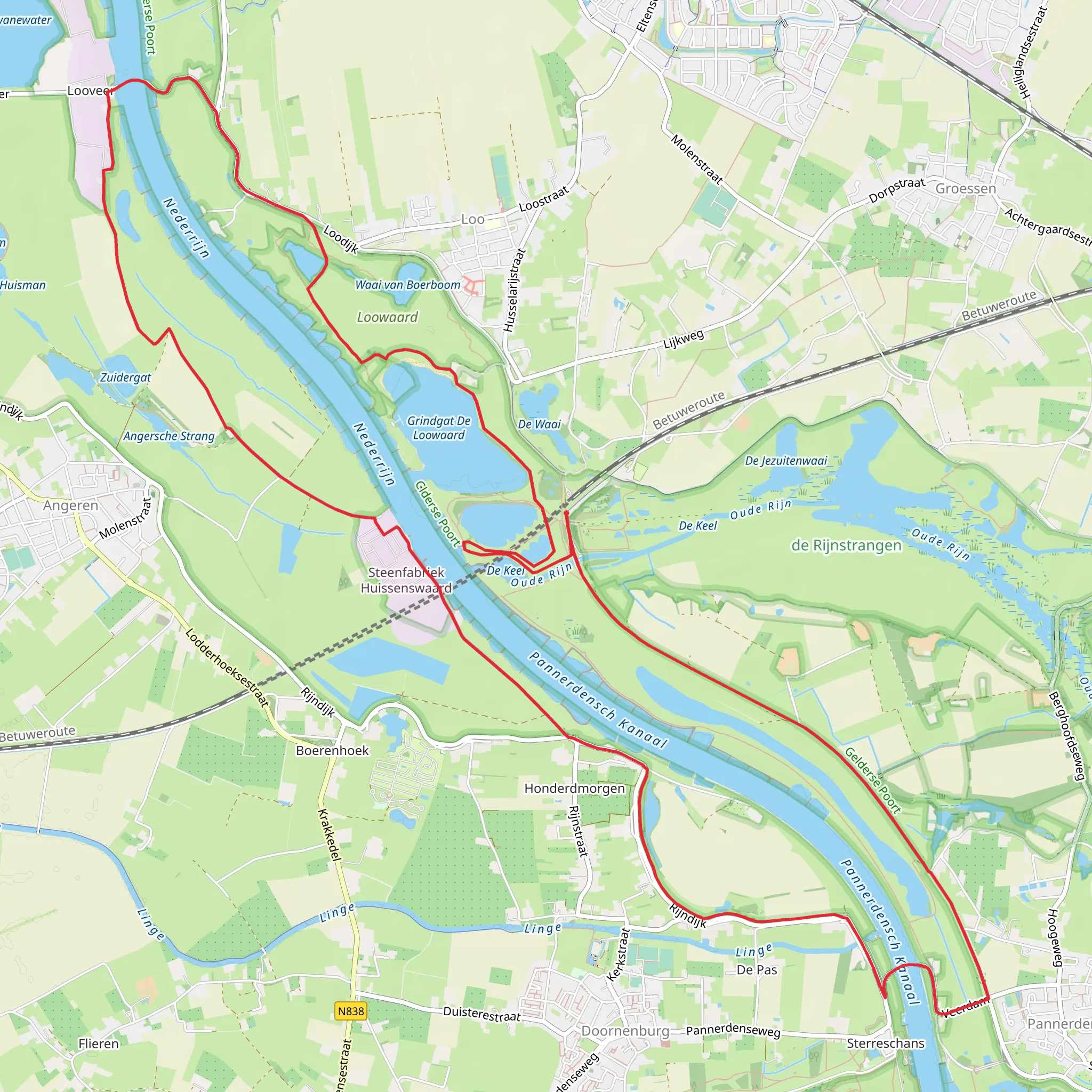 Roswaard and Huissensche Waarden Loop mobile static map