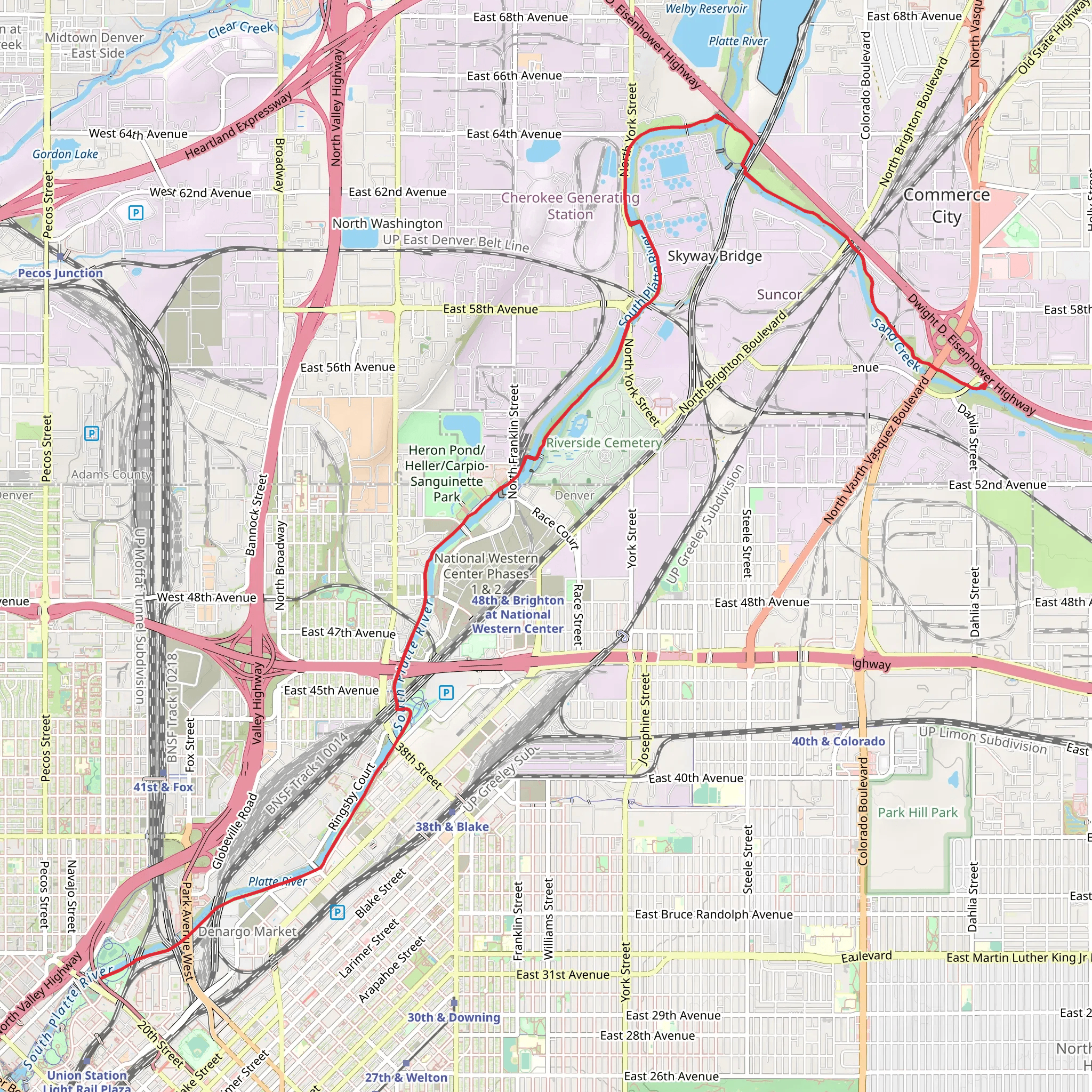 Sand Creek and South Platte River Trail mobile static map