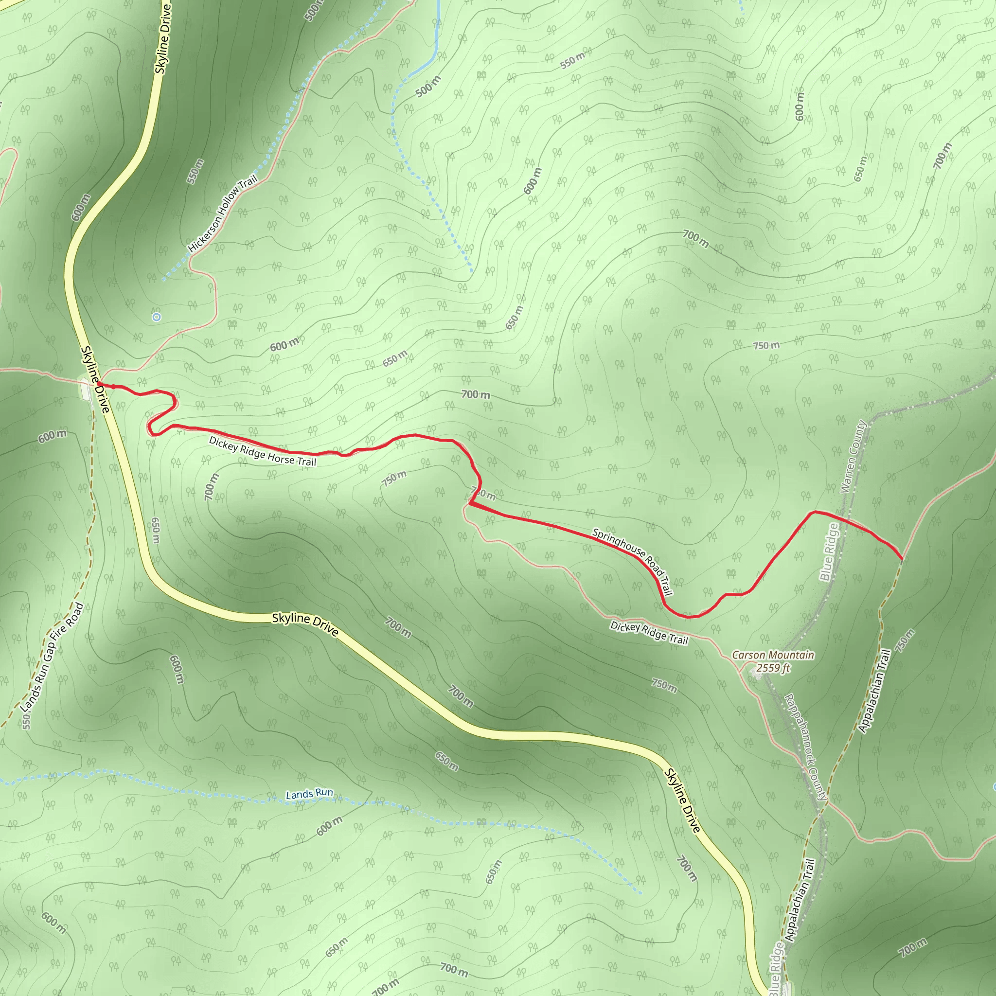 Springhouse Trail via Dickey Ridge Trail mobile static map