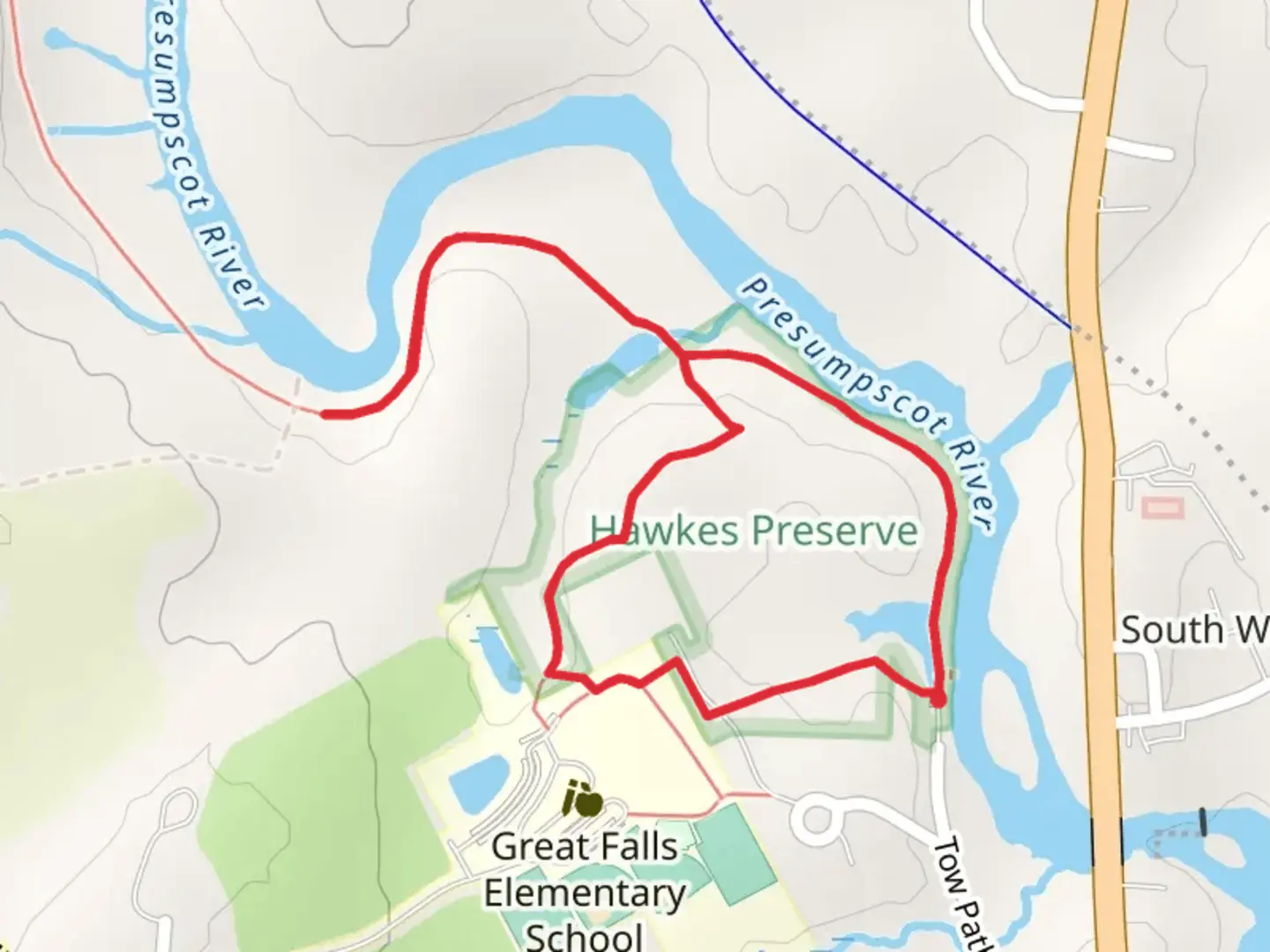 An image depicting the trail Great Falls Trail and its surrounding area.