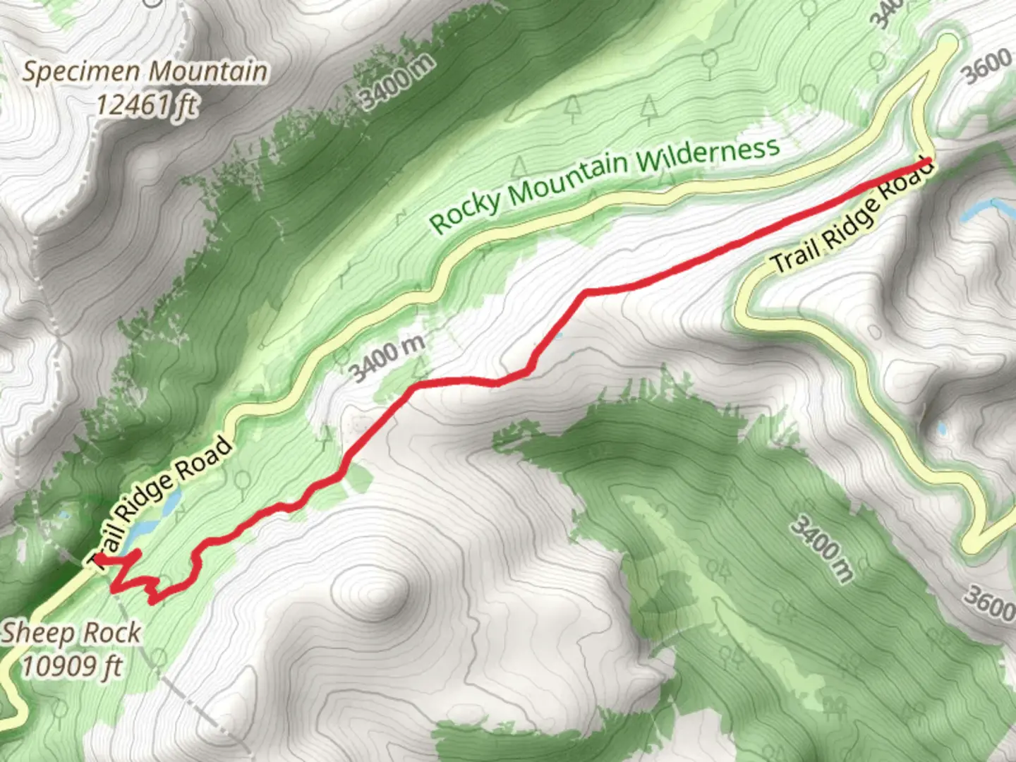 An image depicting the trail Ute Trail from Poudre Lake and its surrounding area.