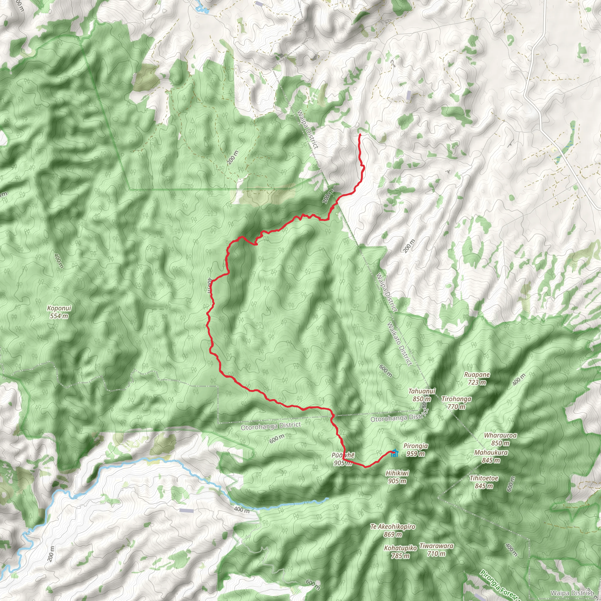 Pirongia Summit - Bell Track mobile static map