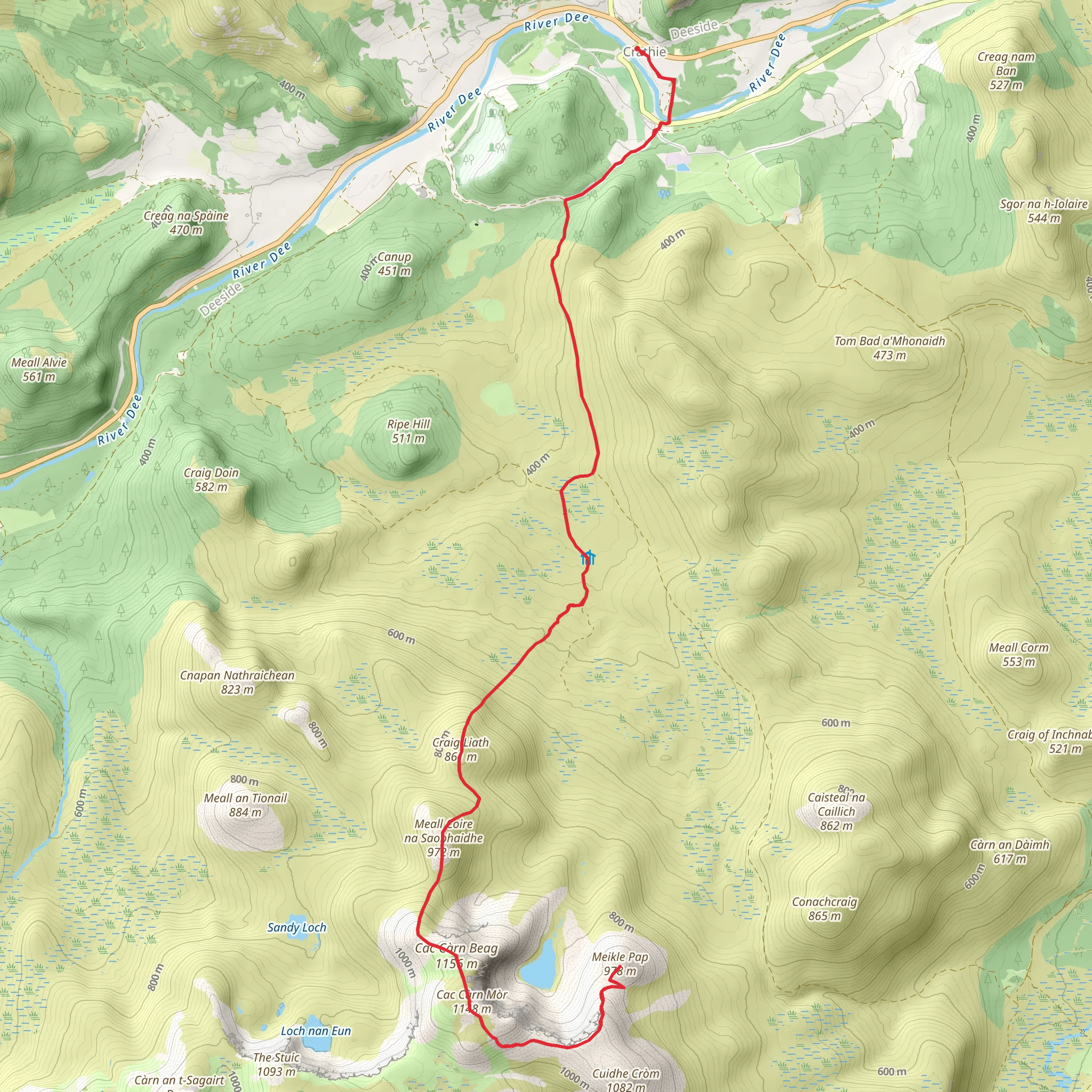 Cac Carn and Meikle Pap from Crathie mobile static map