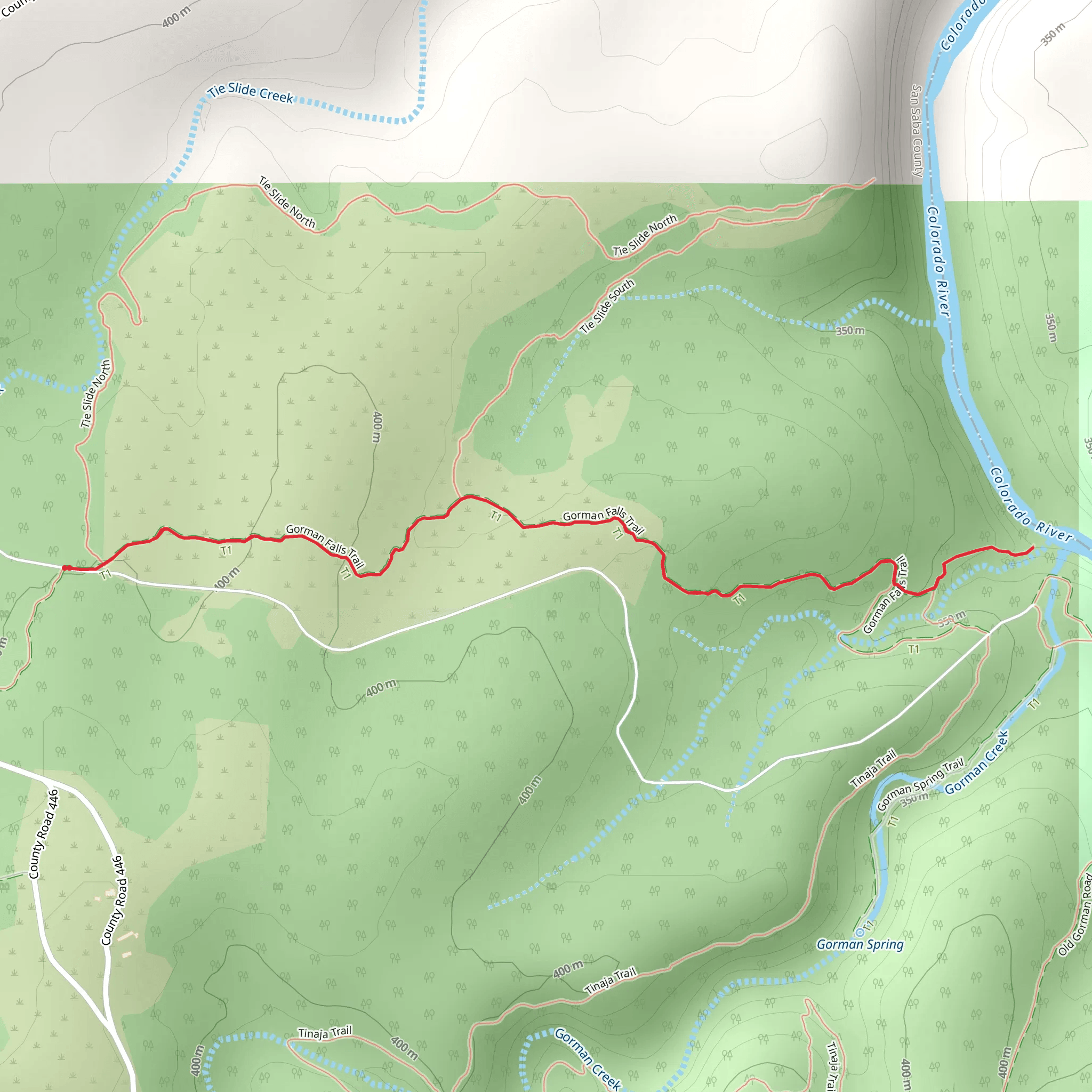 Gorman Falls Trail mobile static map