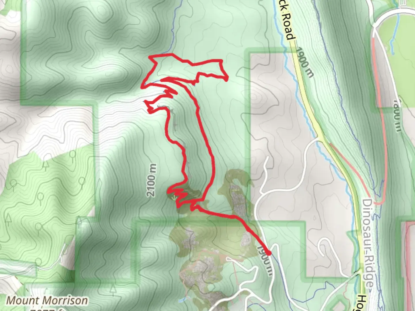 An image depicting the trail Red Rocks, Cherry Gulch and Morrison Slide Loop Trail and its surrounding area.