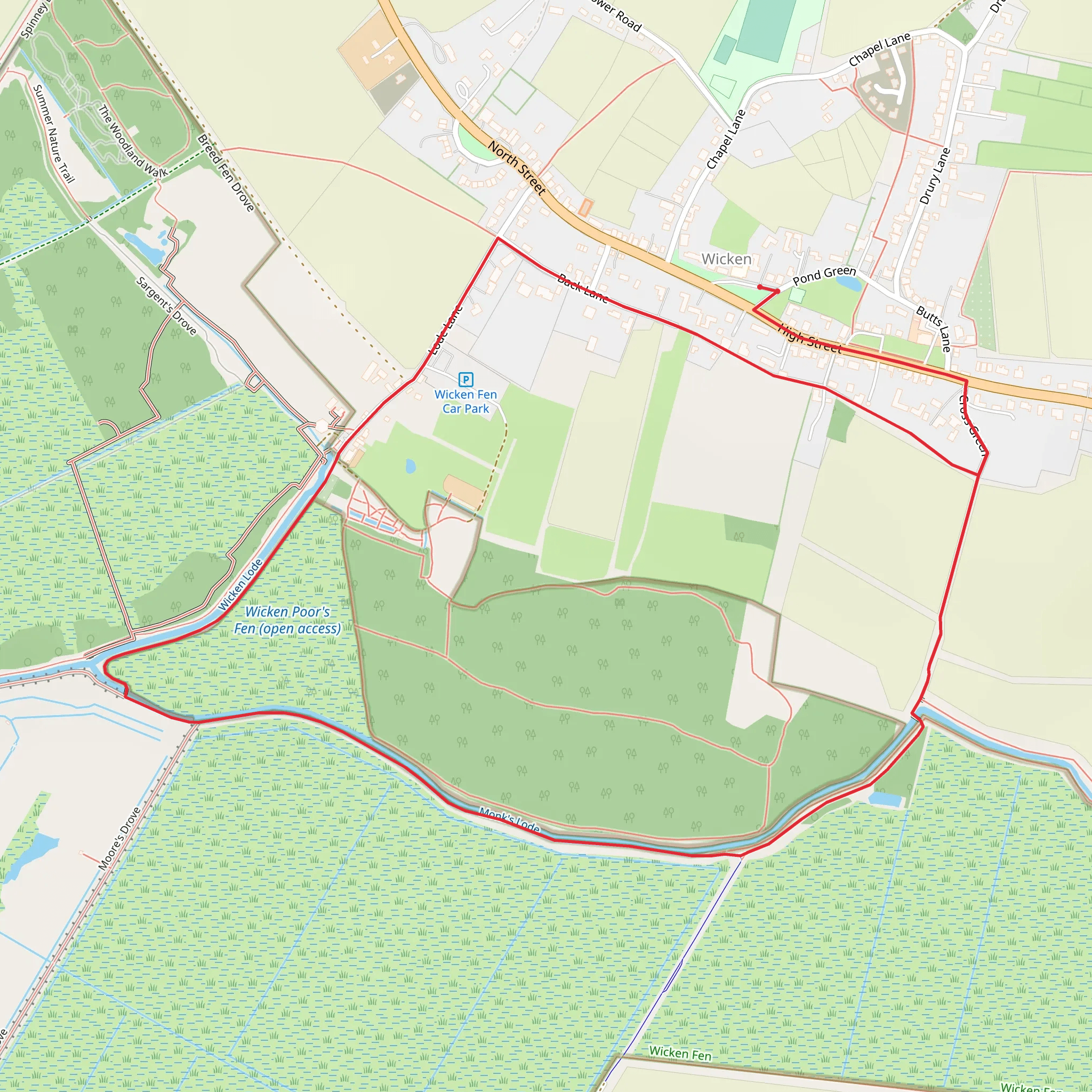 Wicken Poor's Fen Loop mobile static map