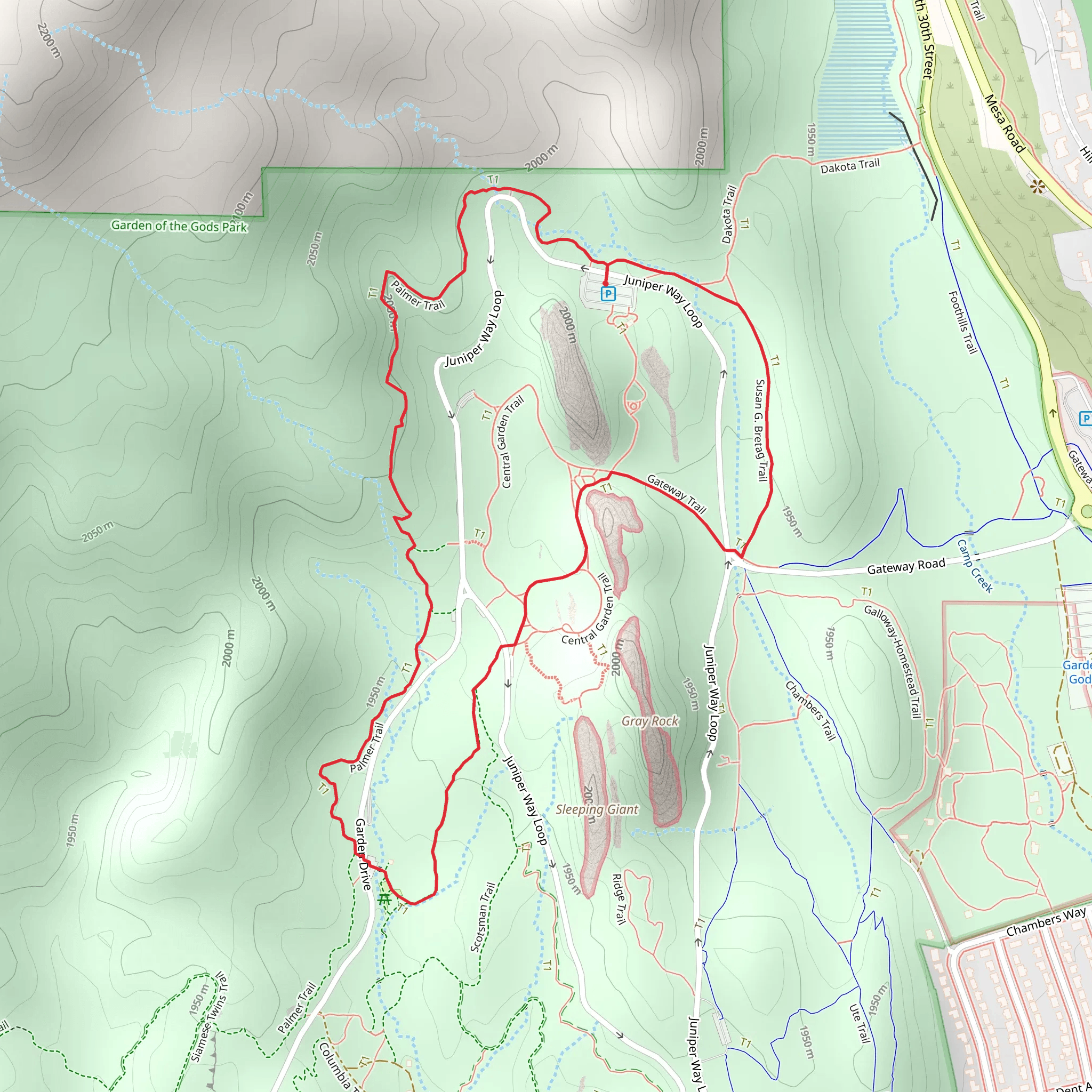 Garden of the Gods Park - Palmer Trail mobile static map