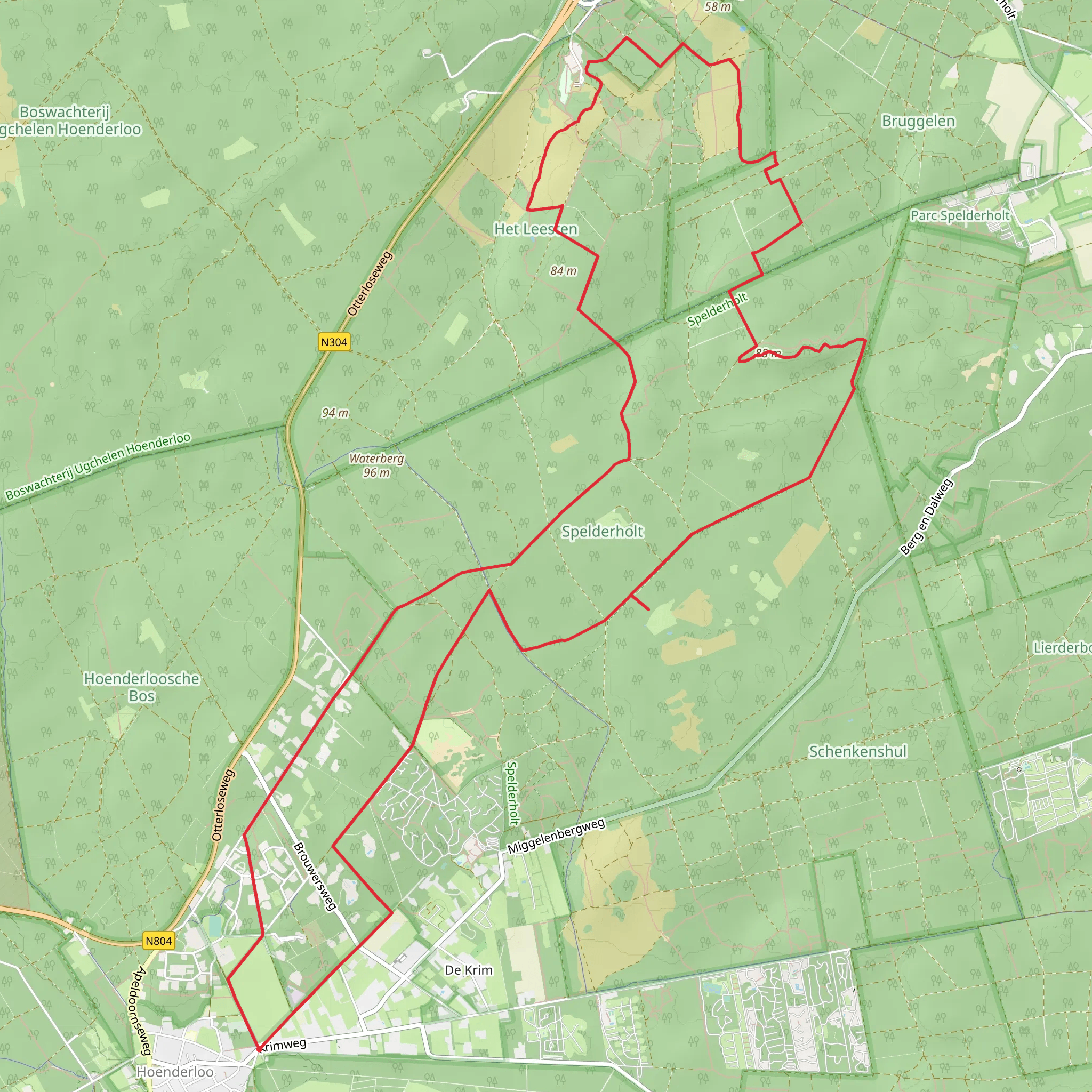 Spelderholt and Flipsbosch Loop mobile static map