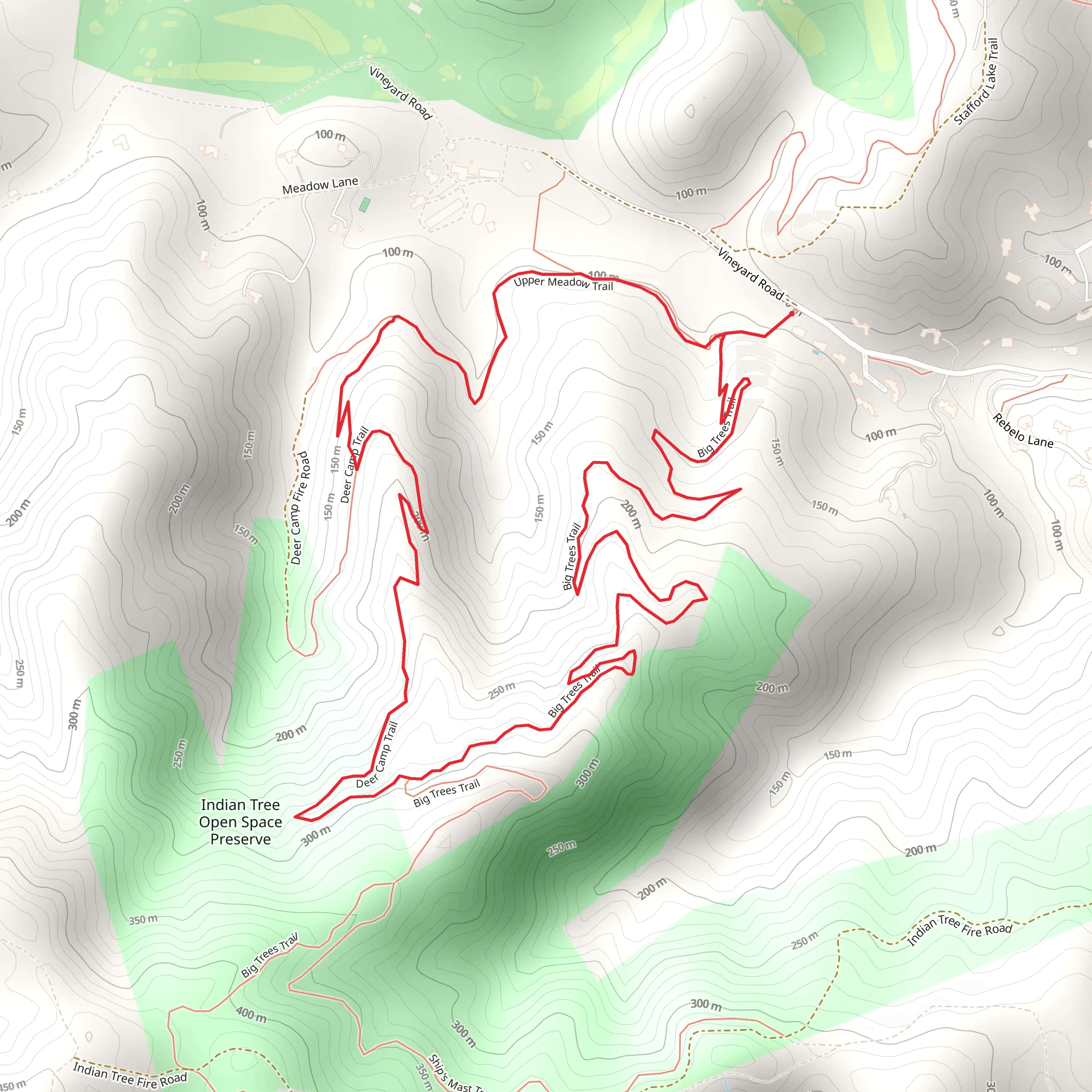 Deer Camp - Big Trees - Upper Meadow Loop Trail mobile static map