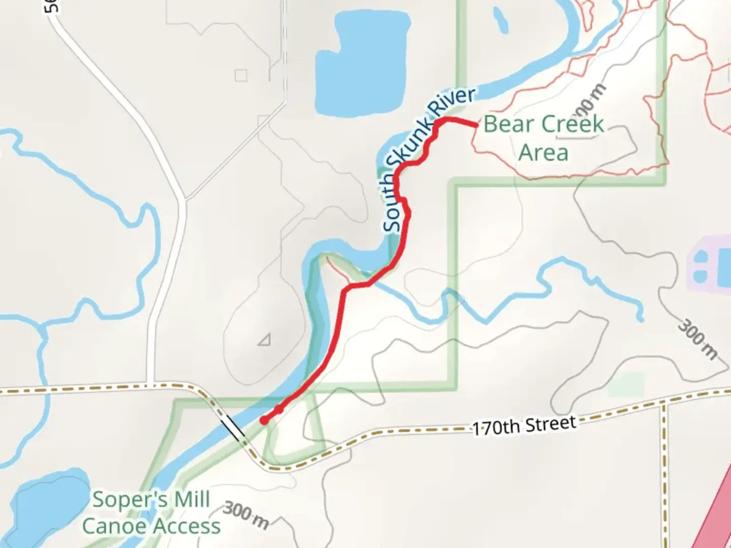 An image depicting the trail South Skunk River Walk and its surrounding area.