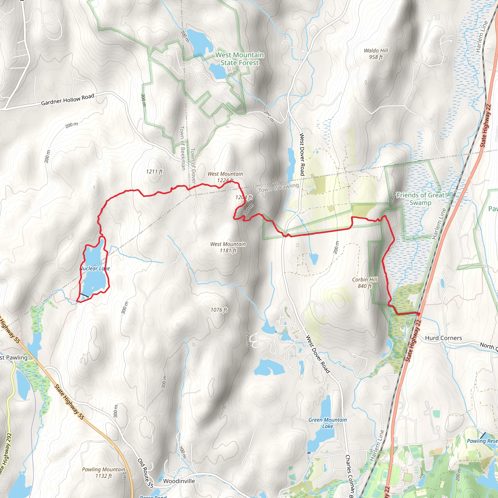 West Mountain and Nuclear Lake via Appalachian Trail mobile static map