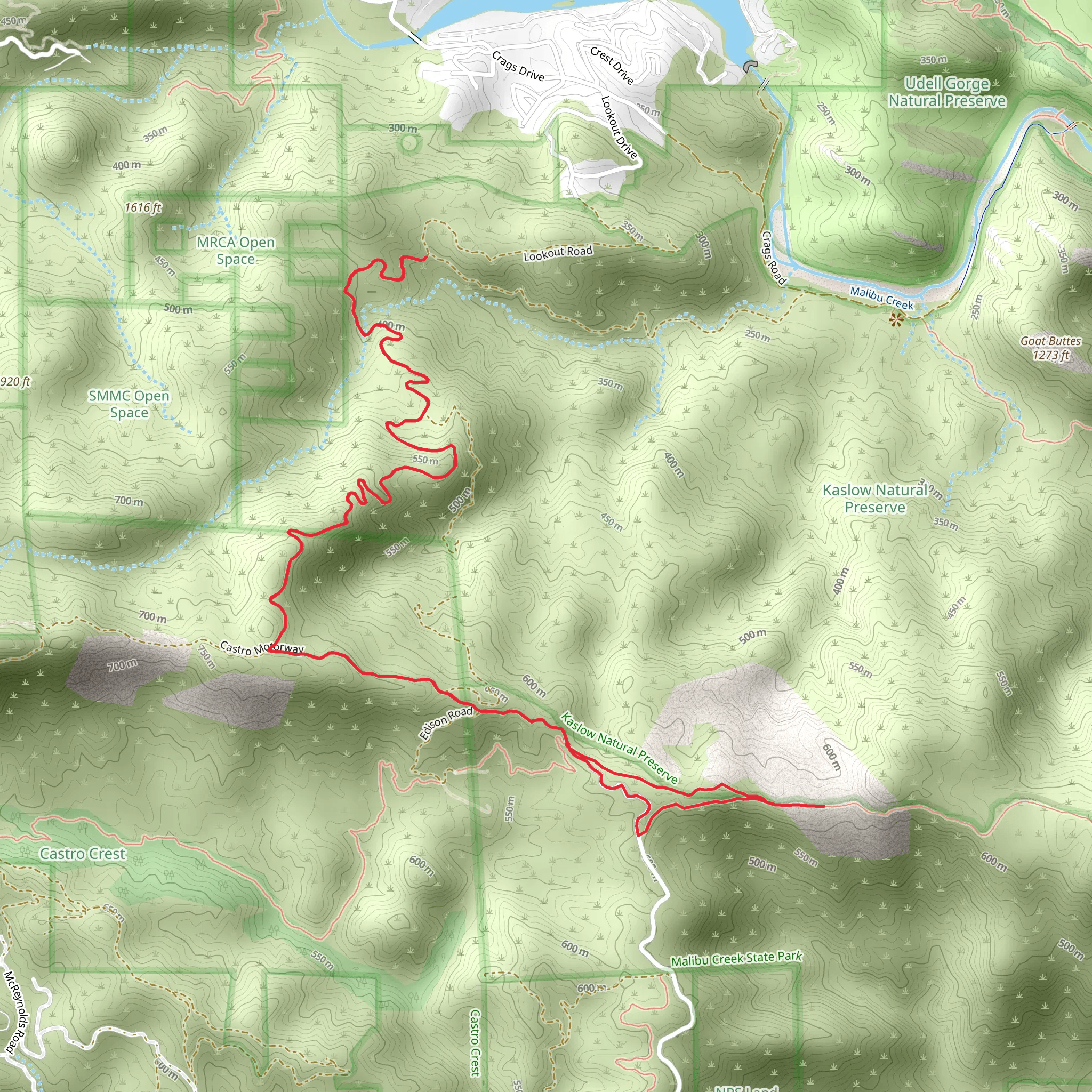 Backbone and Mesa Peak Trail mobile static map