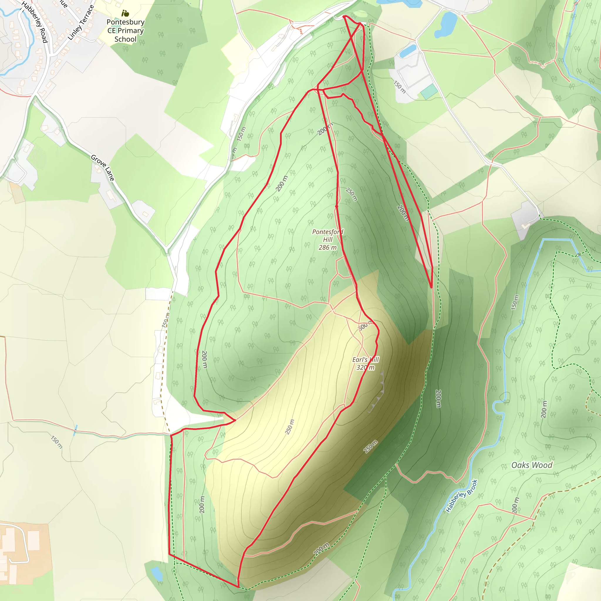 Pontesford Hill and Earl's Hill Loop mobile static map
