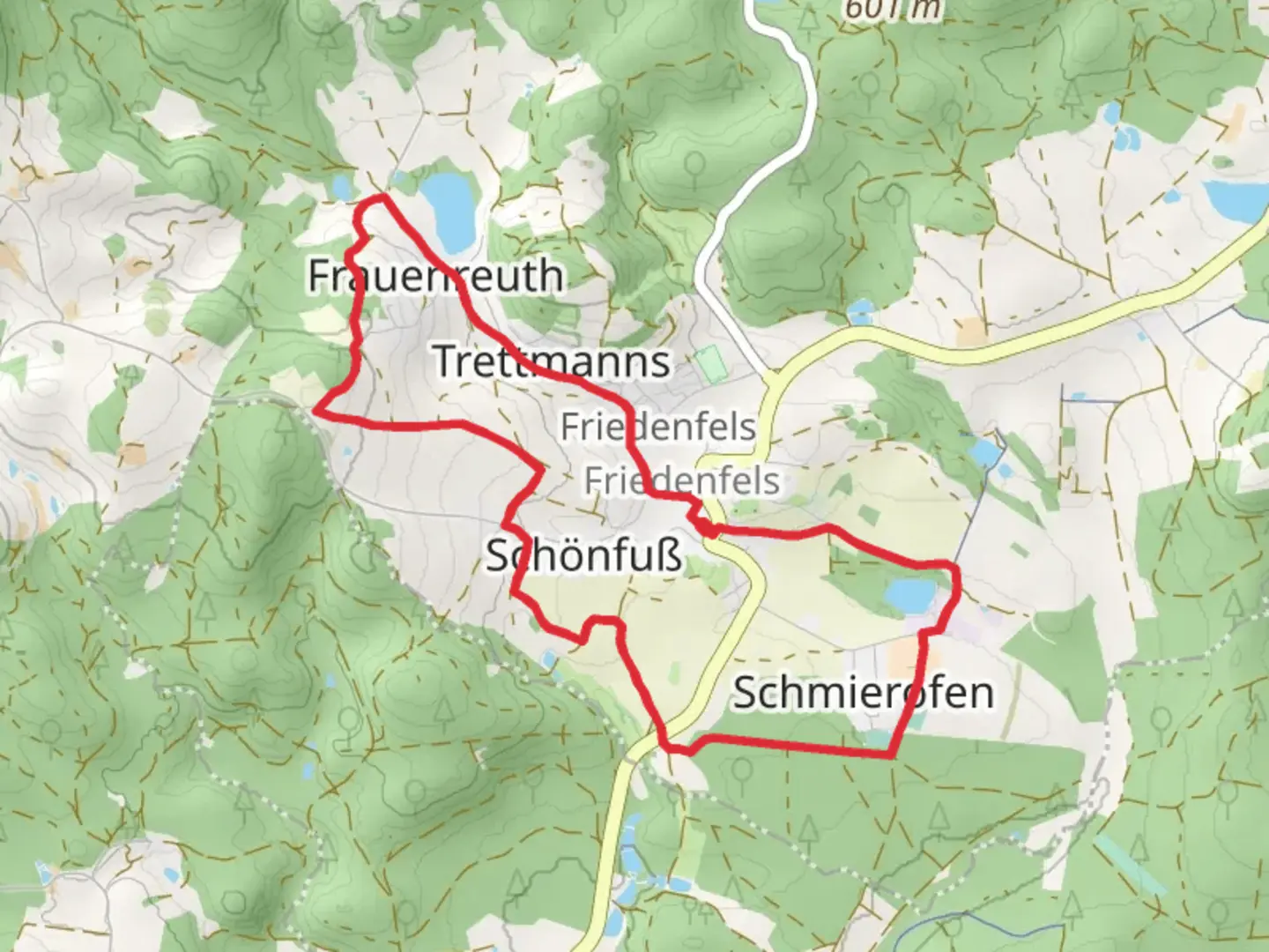 An image depicting the trail Friedenfels Rundwanderweg Orange and its surrounding area.