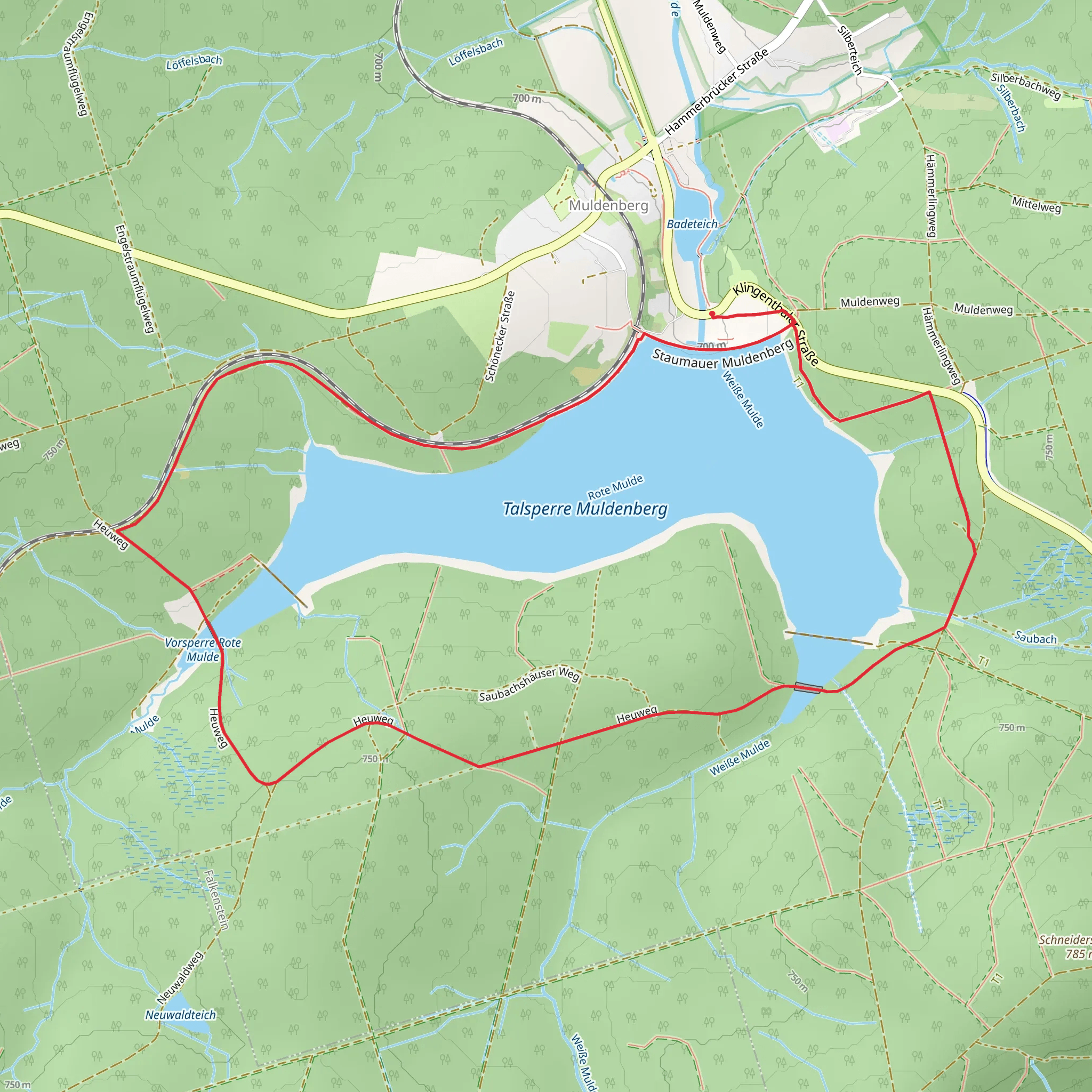 Rote Mulde Loop via Kammweg Erzgebirge Vogtland mobile static map