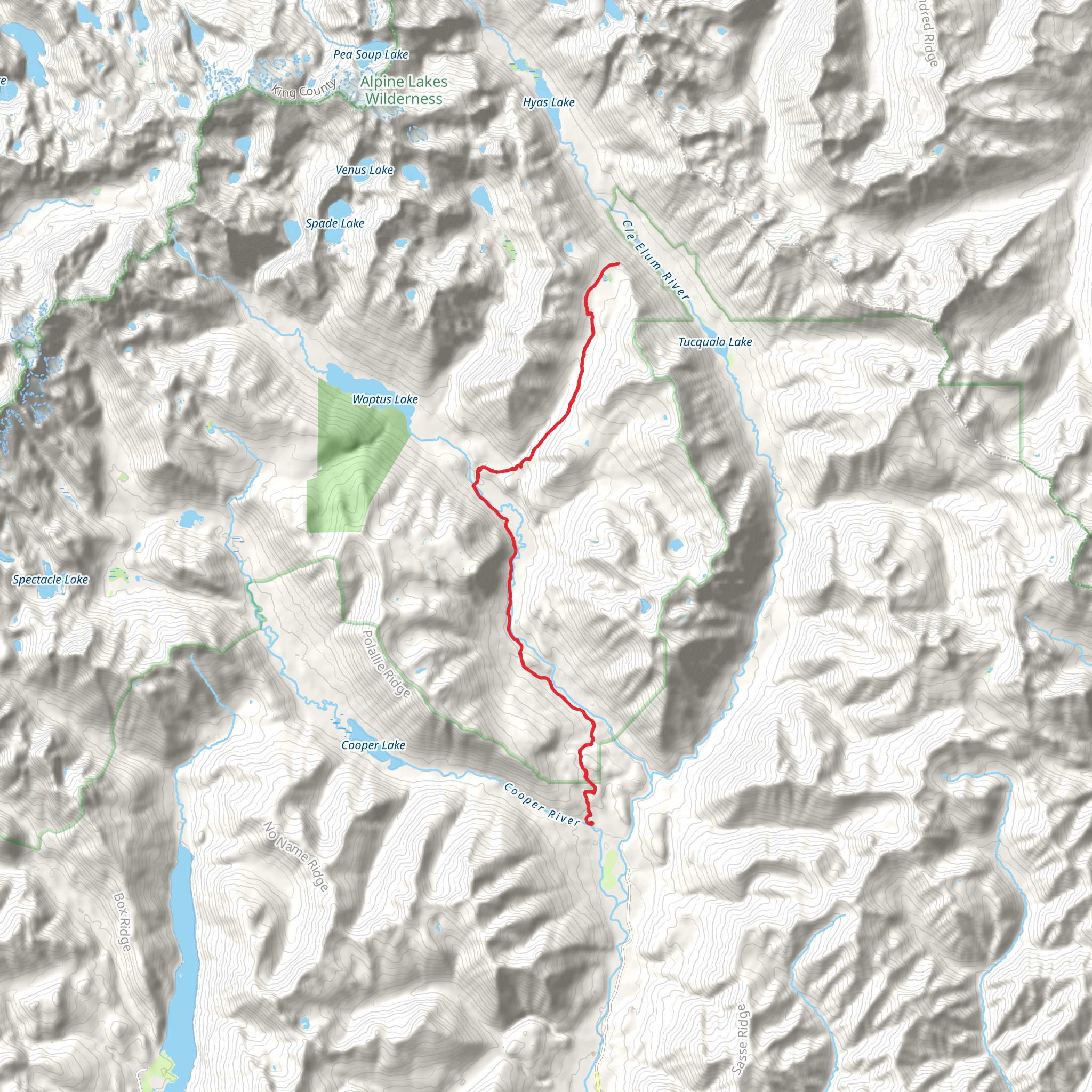 Squitch Lake via Waptus River Trail mobile static map