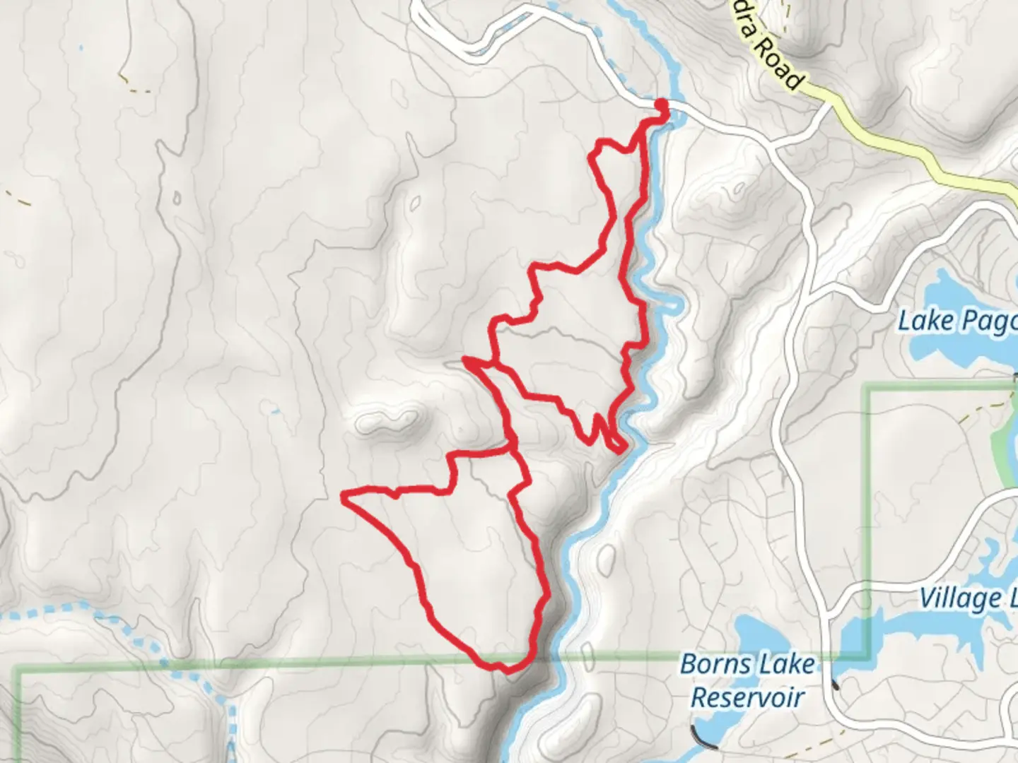 An image depicting the trail Upper and Lower Rim and Powerline Loop and its surrounding area.