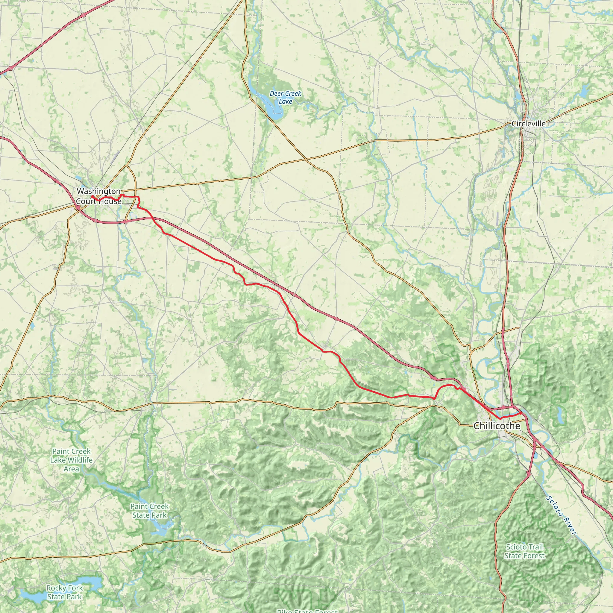 Paint Creek Recreational Trail mobile static map