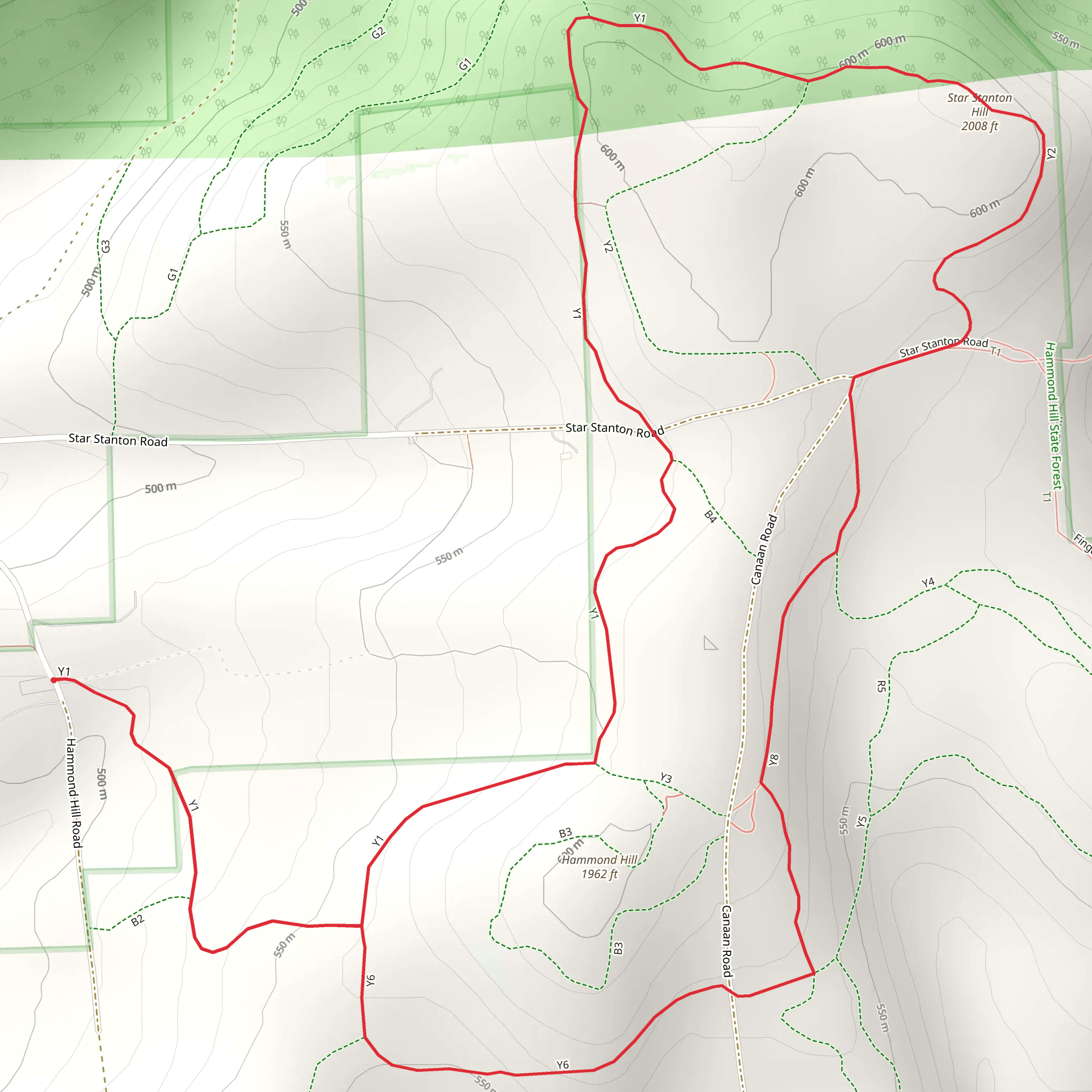 Hammond Hill and Star Stanton Hill Loop mobile static map