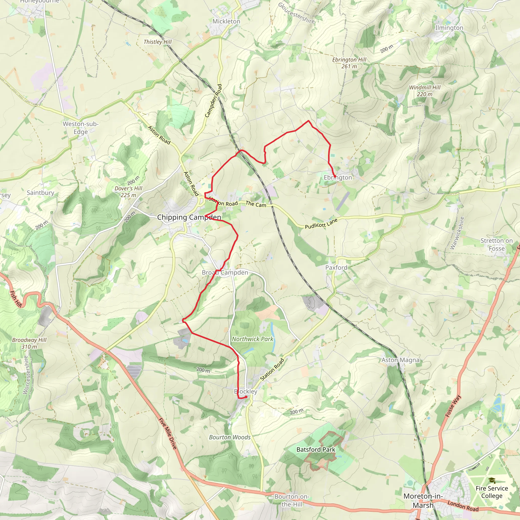 Chipping Campden Country Park via Heart of England Way mobile static map