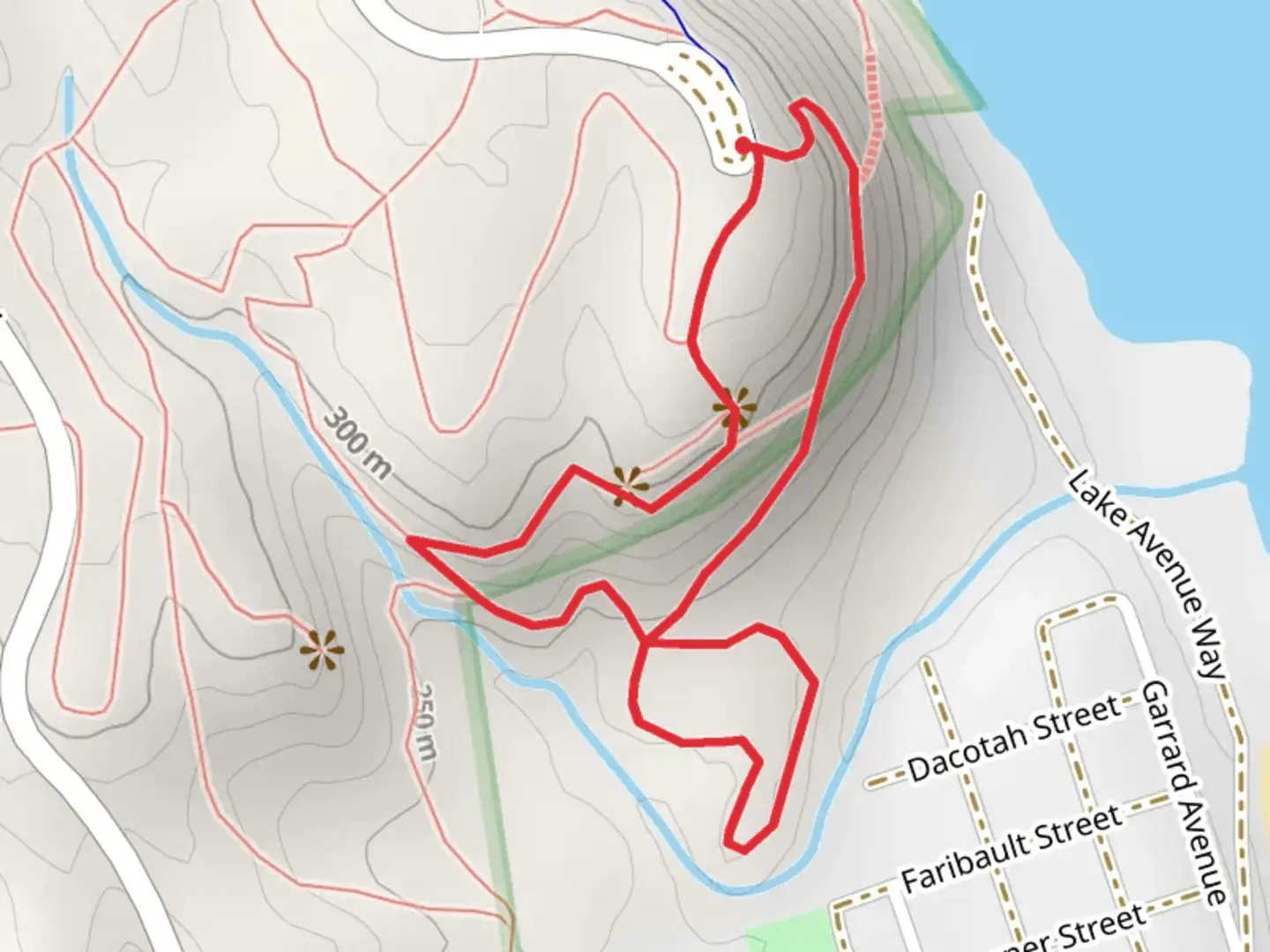 An image depicting the trail Garrard Bluff Loop and its surrounding area.
