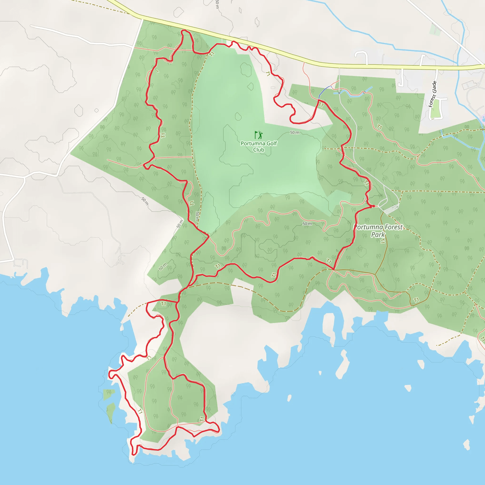 Portumna Forest Park - Bonaveen Walking Trail mobile static map