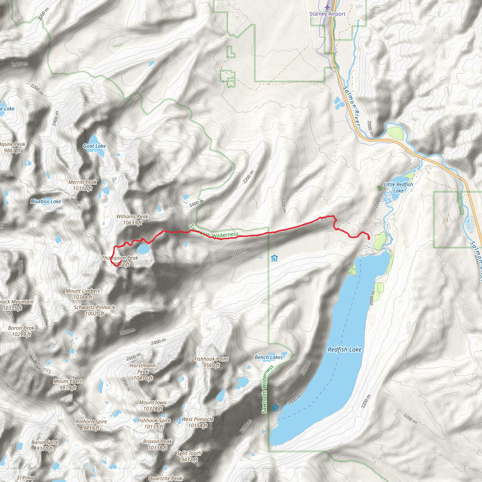 Thompson Peak via Fishhook Trail mobile static map