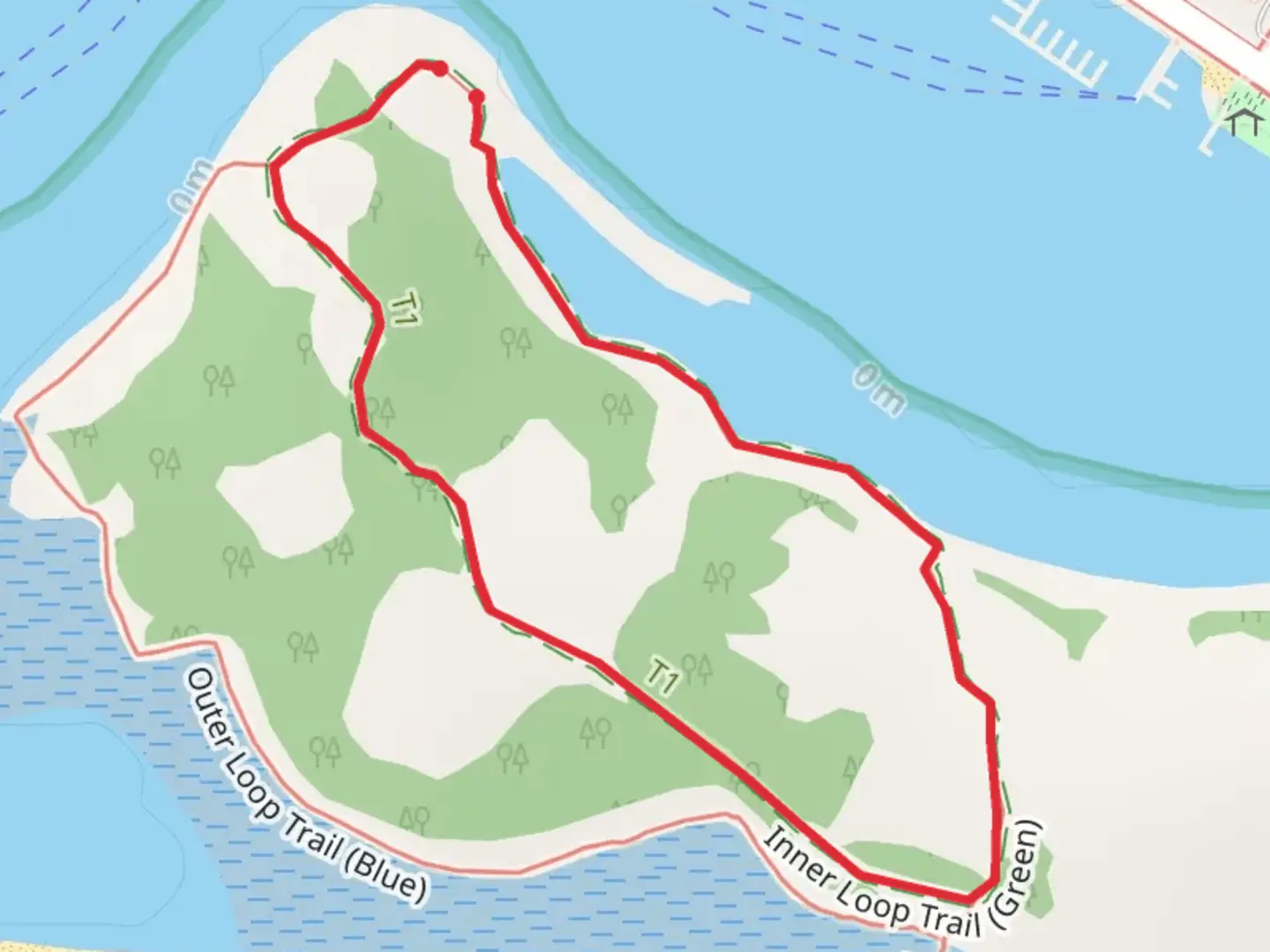 An image depicting the trail Inner Loop Trail - Green and its surrounding area.