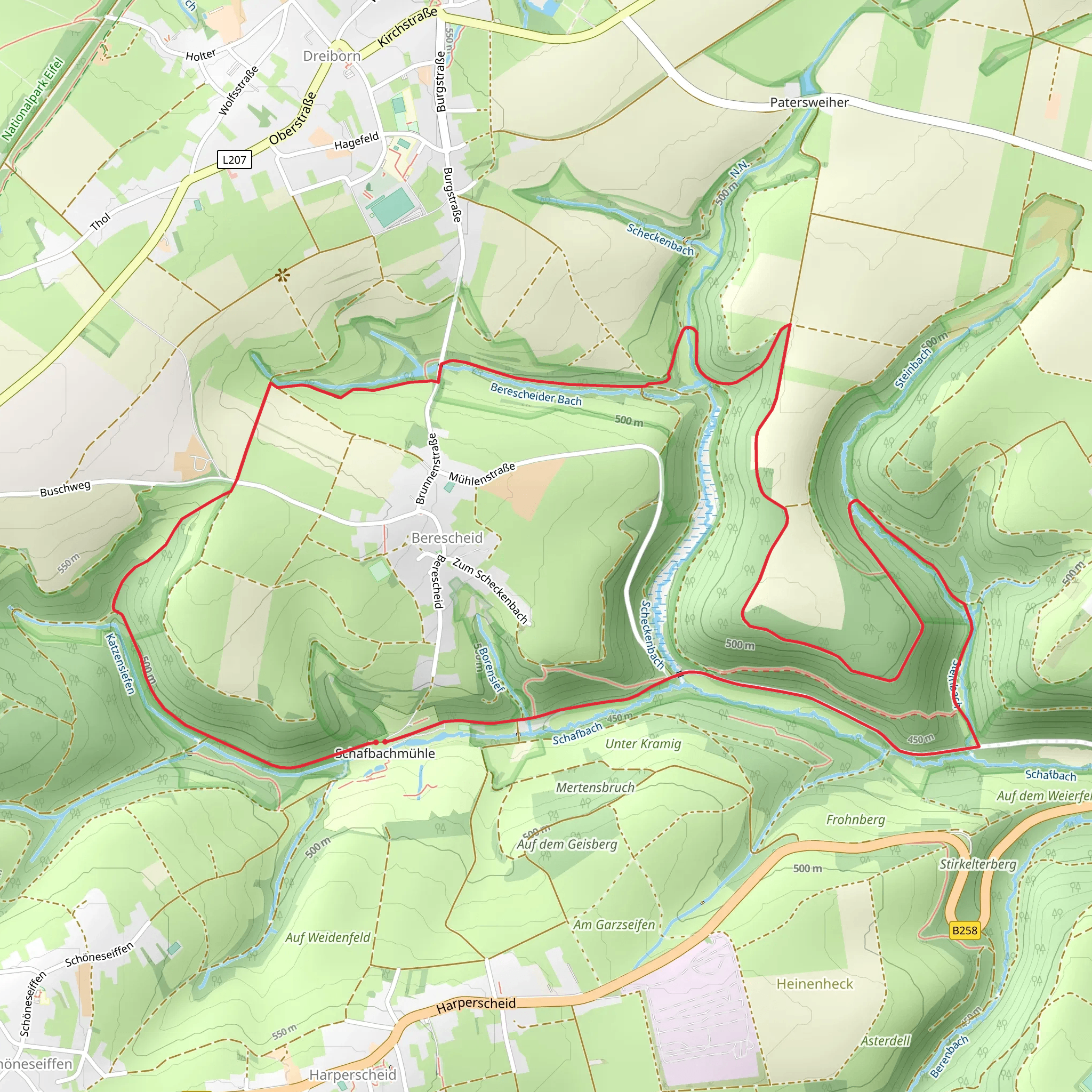 Schafbachmühle, Meiling and Berescheid Loop mobile static map