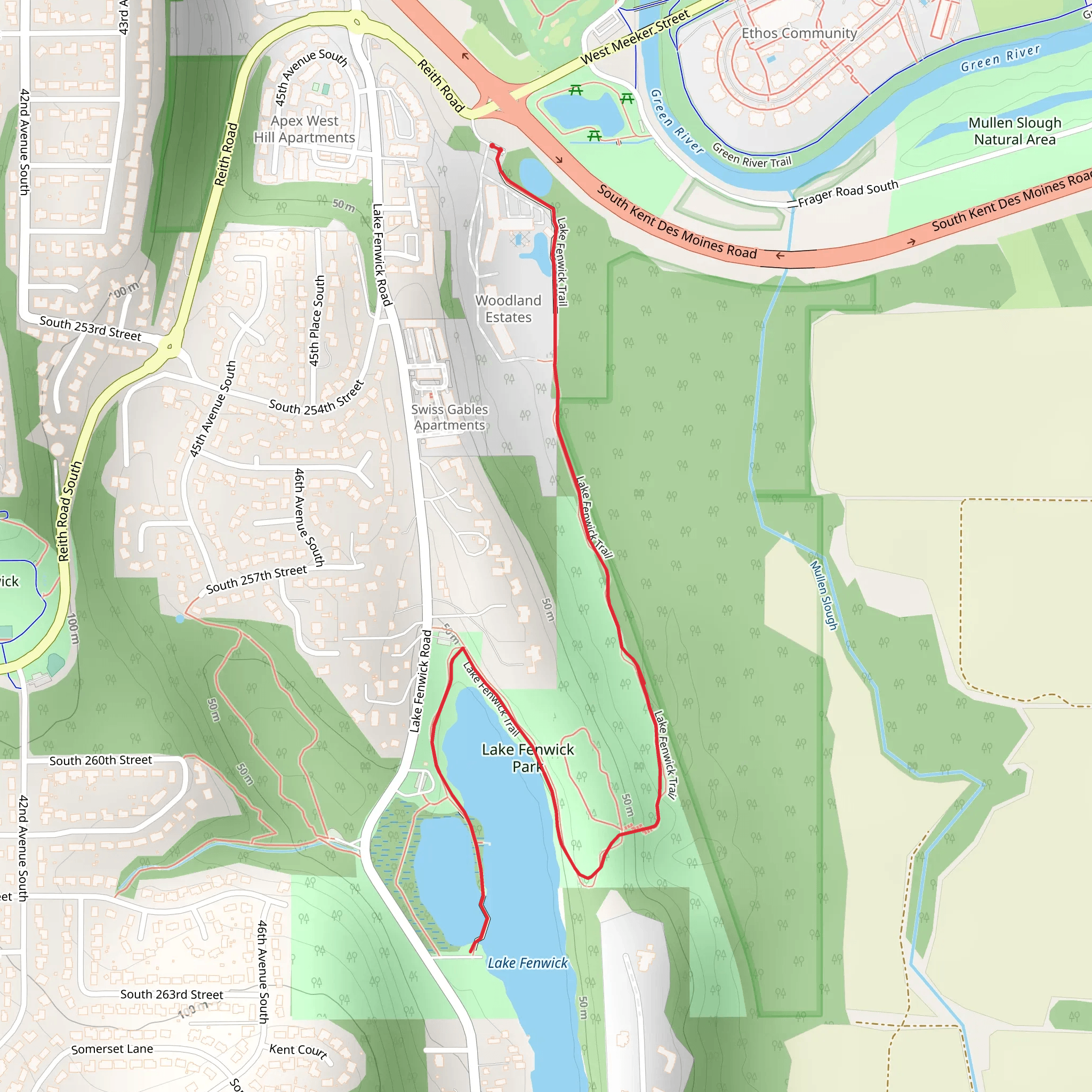 Lake Fenwick Out and Back mobile static map