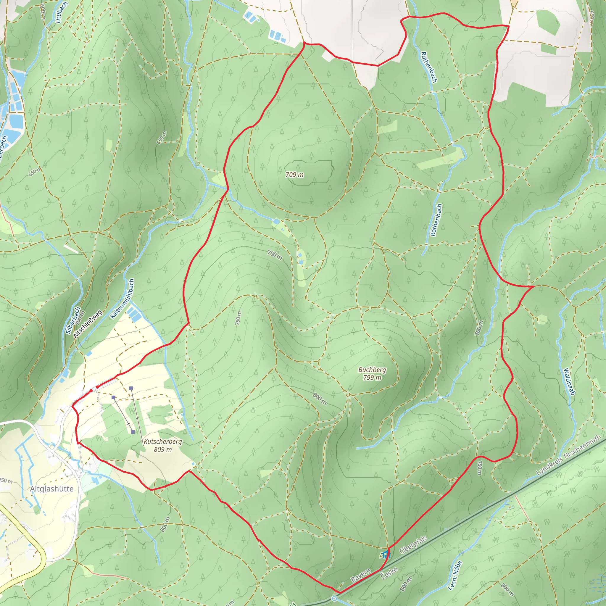 Waldnaabquellenweg and Goldbach Wanderweg mobile static map