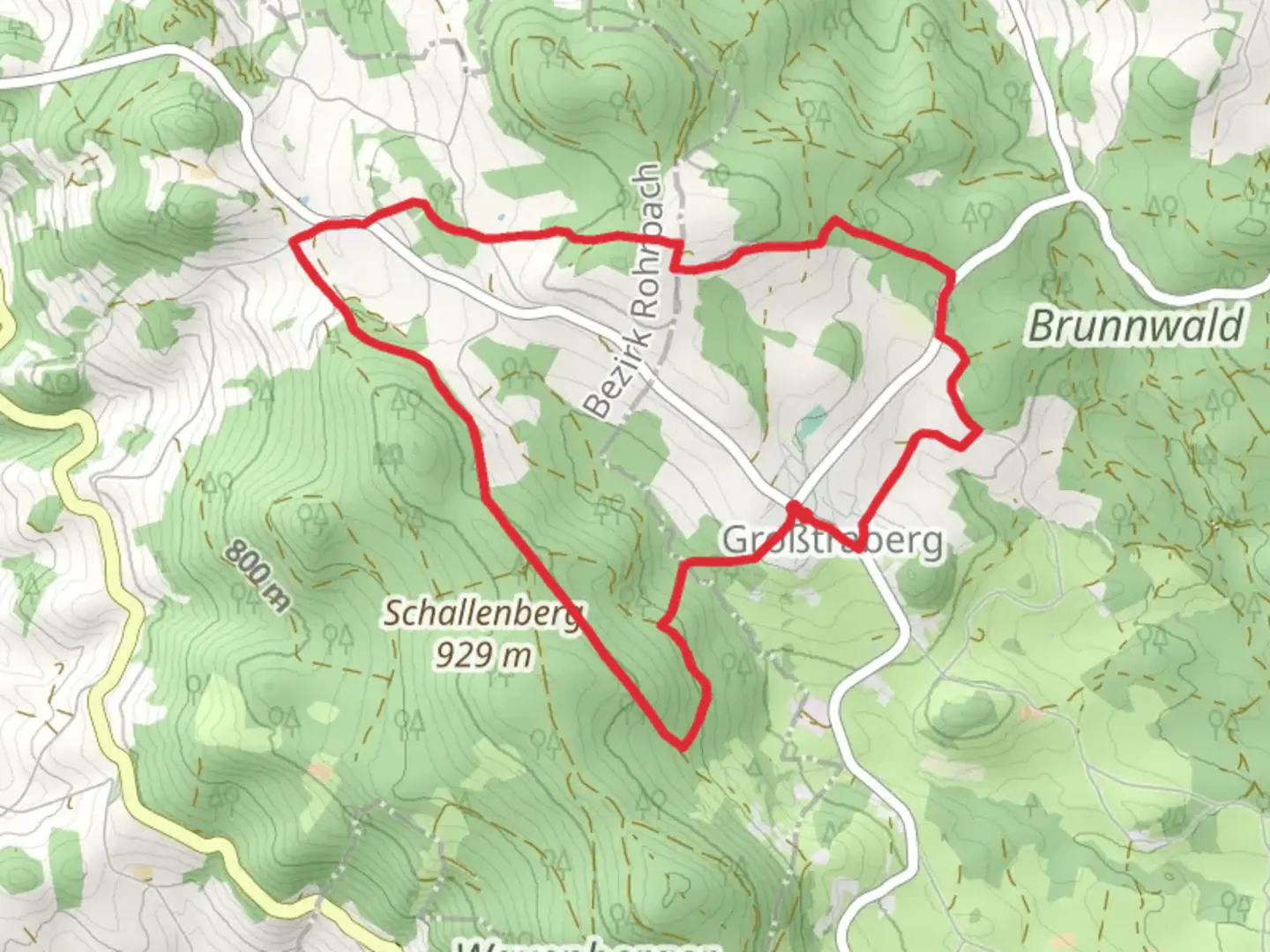 An image depicting the trail Ahornrundweg and its surrounding area.