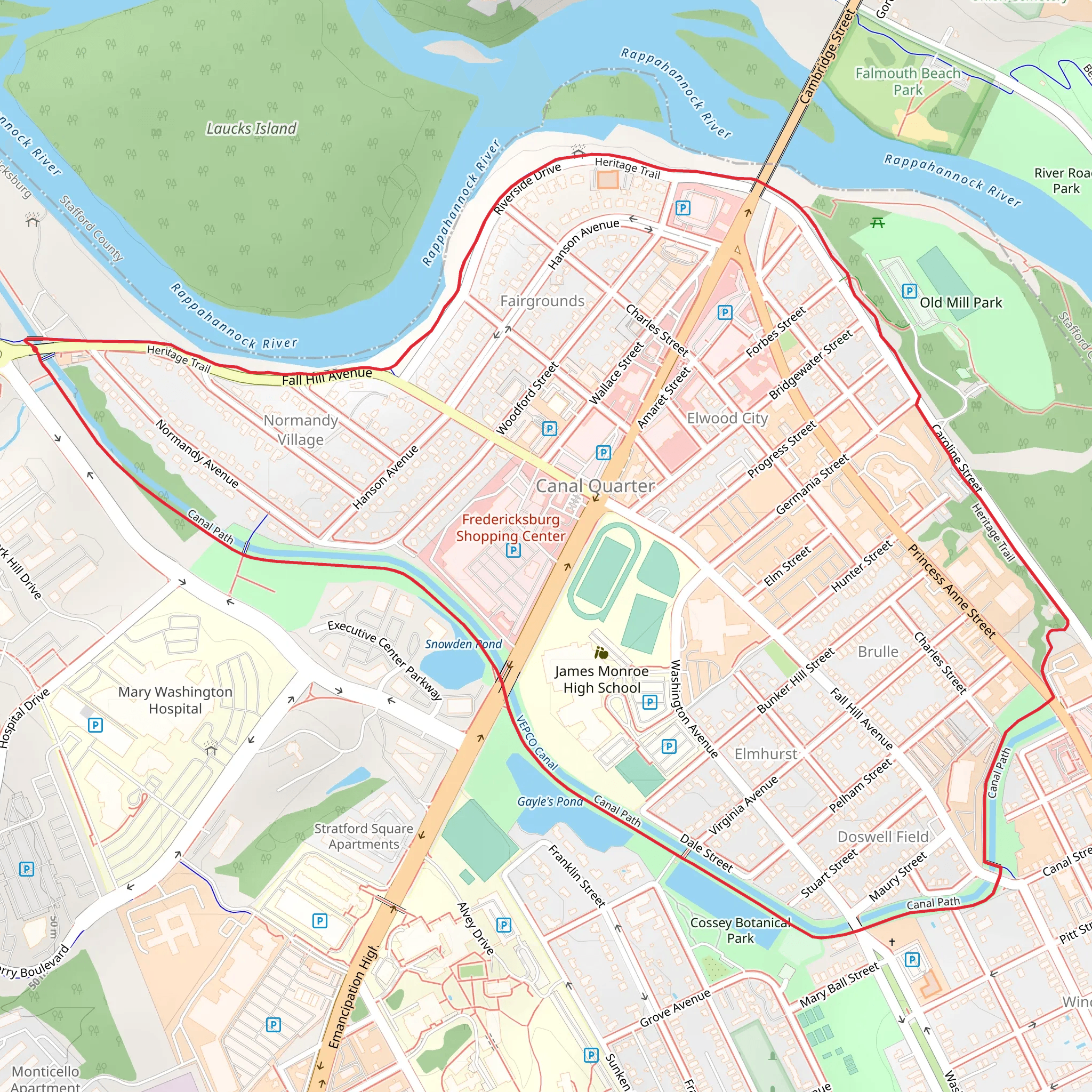Heritage Trail and Canal Path Trail Loop mobile static map