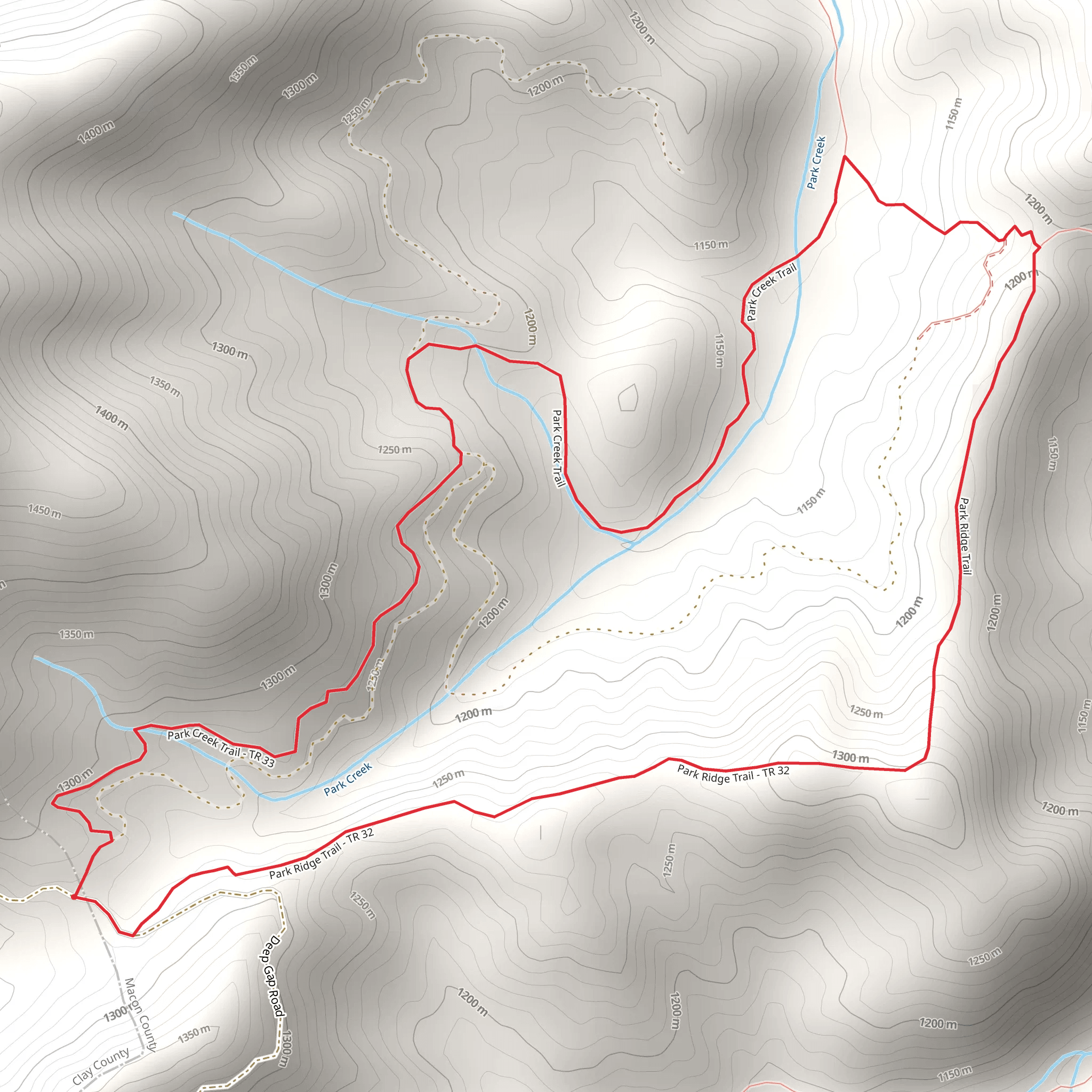 Park Creek Loop via Deep Gap Road mobile static map