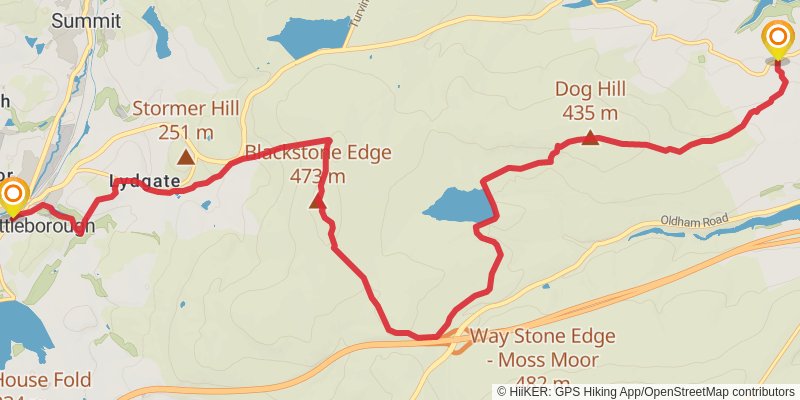 Halifax to Littleborough Walk stage 2 Map
