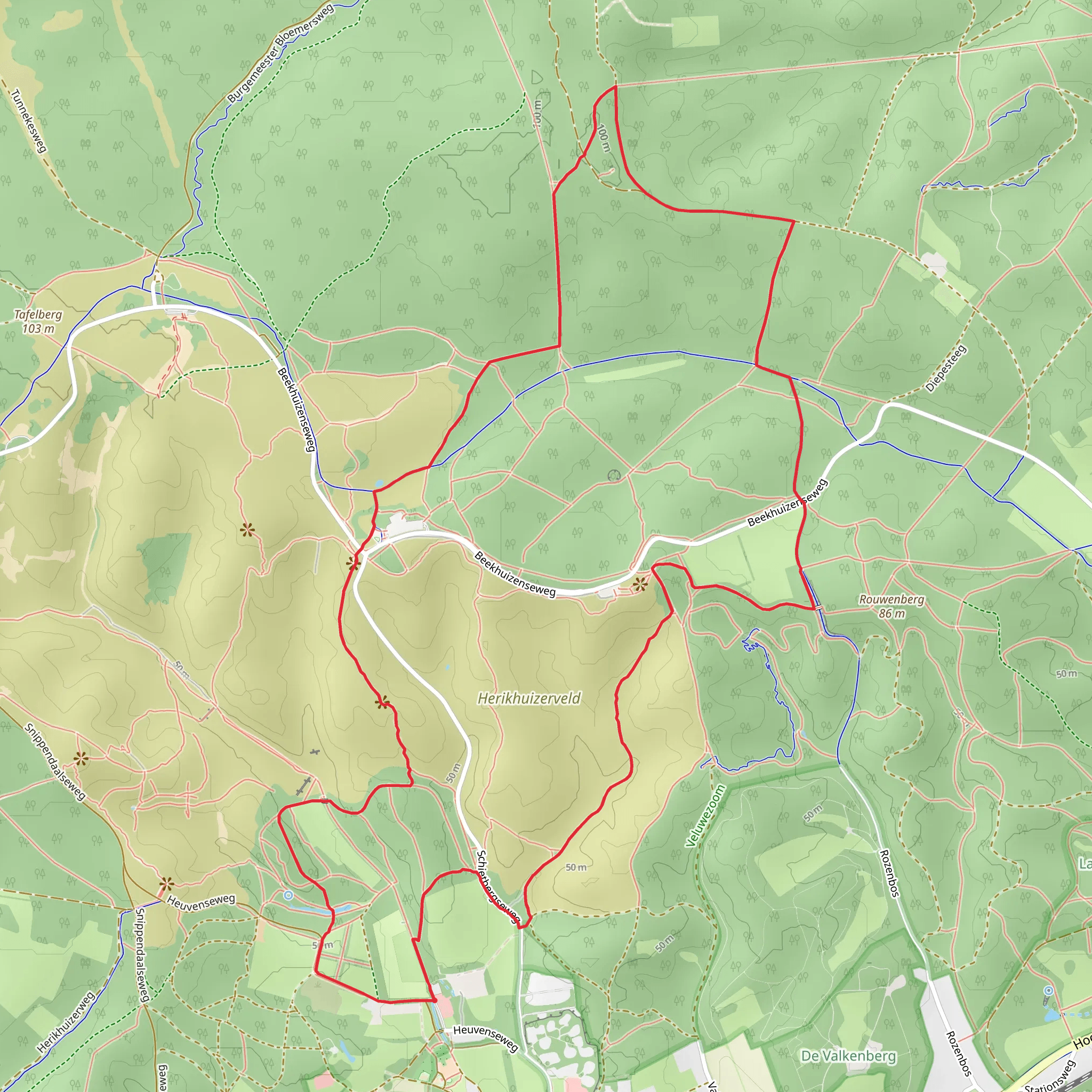 De Hangmat and De Posbank Loop mobile static map