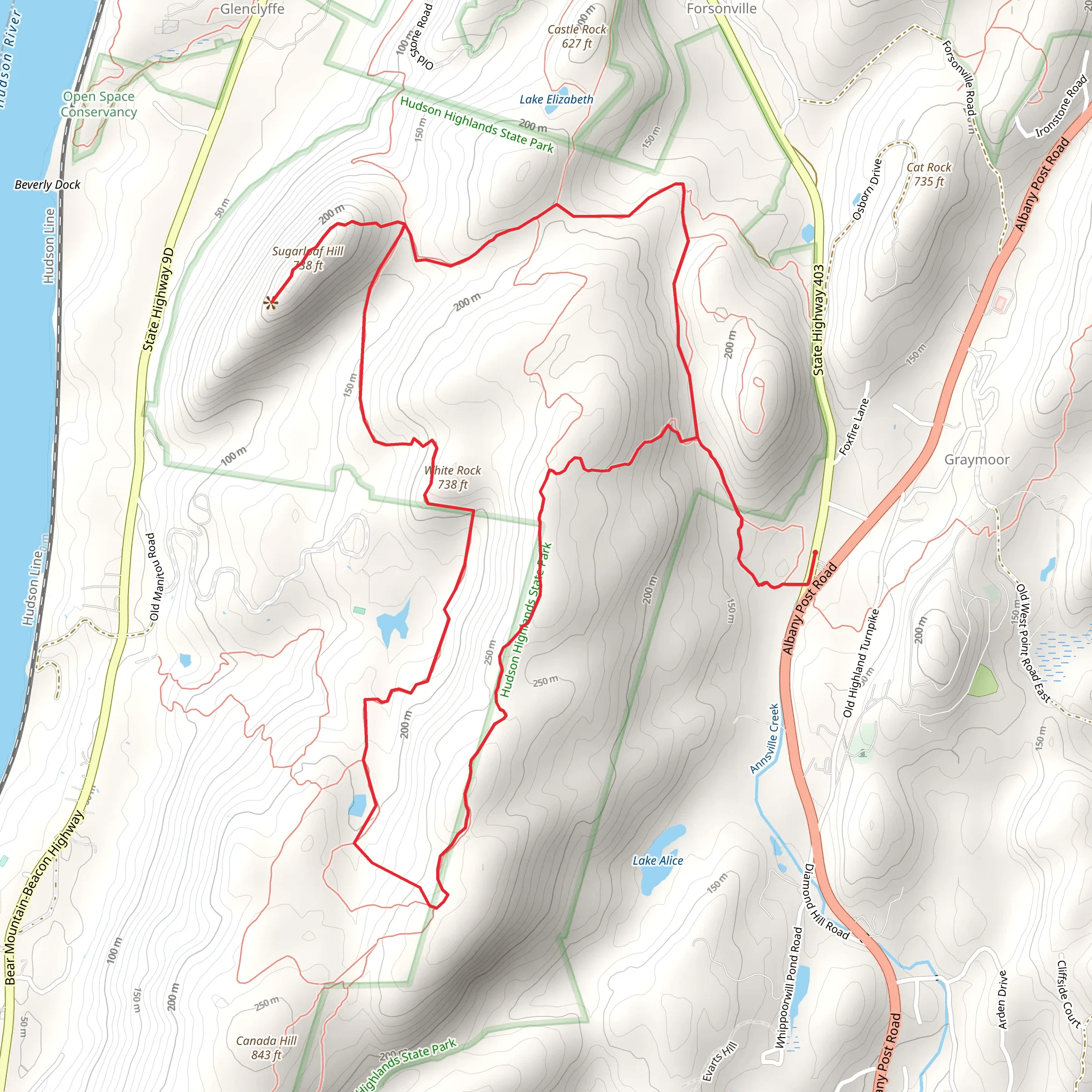 Sugarloaf Hill and White Rock Loop mobile static map