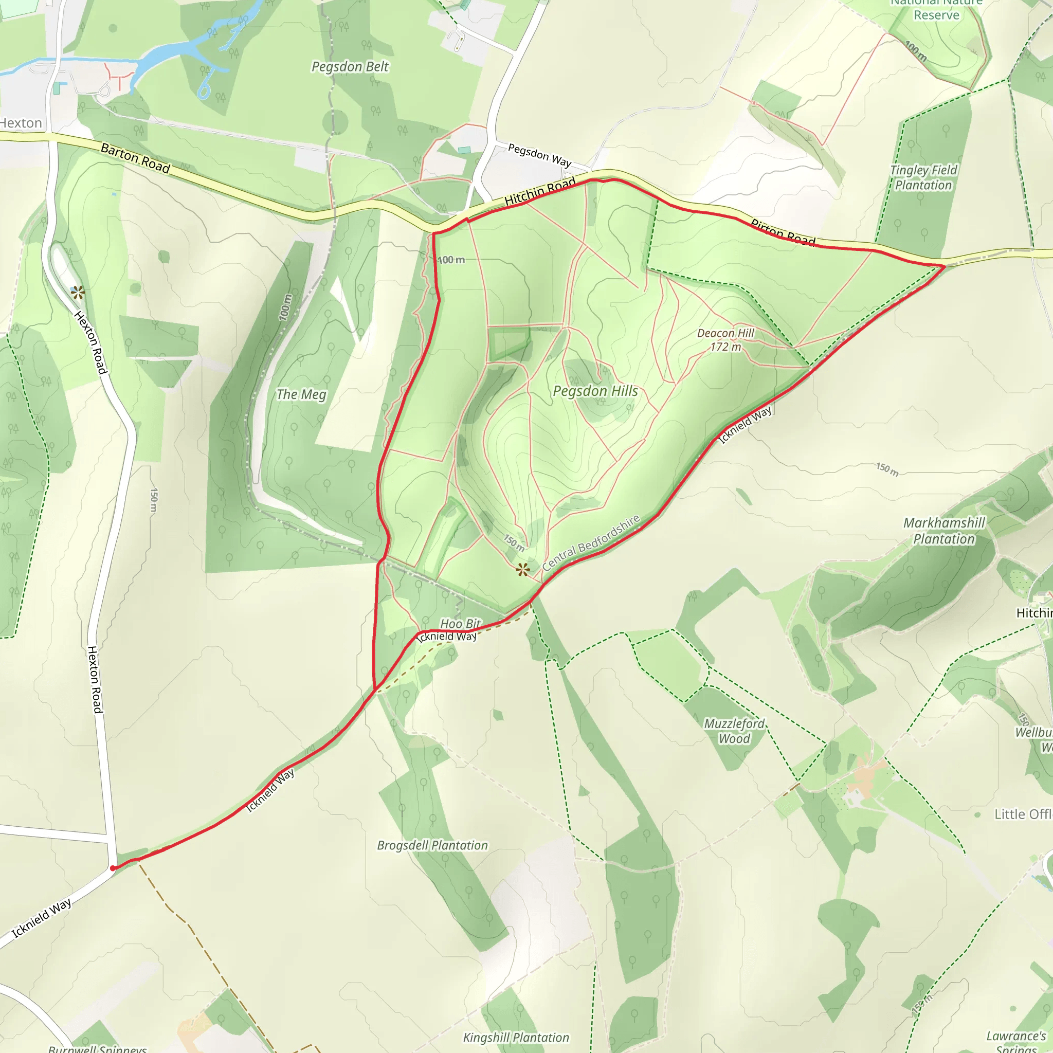 Pegsdon and Deacon Hill Loop mobile static map