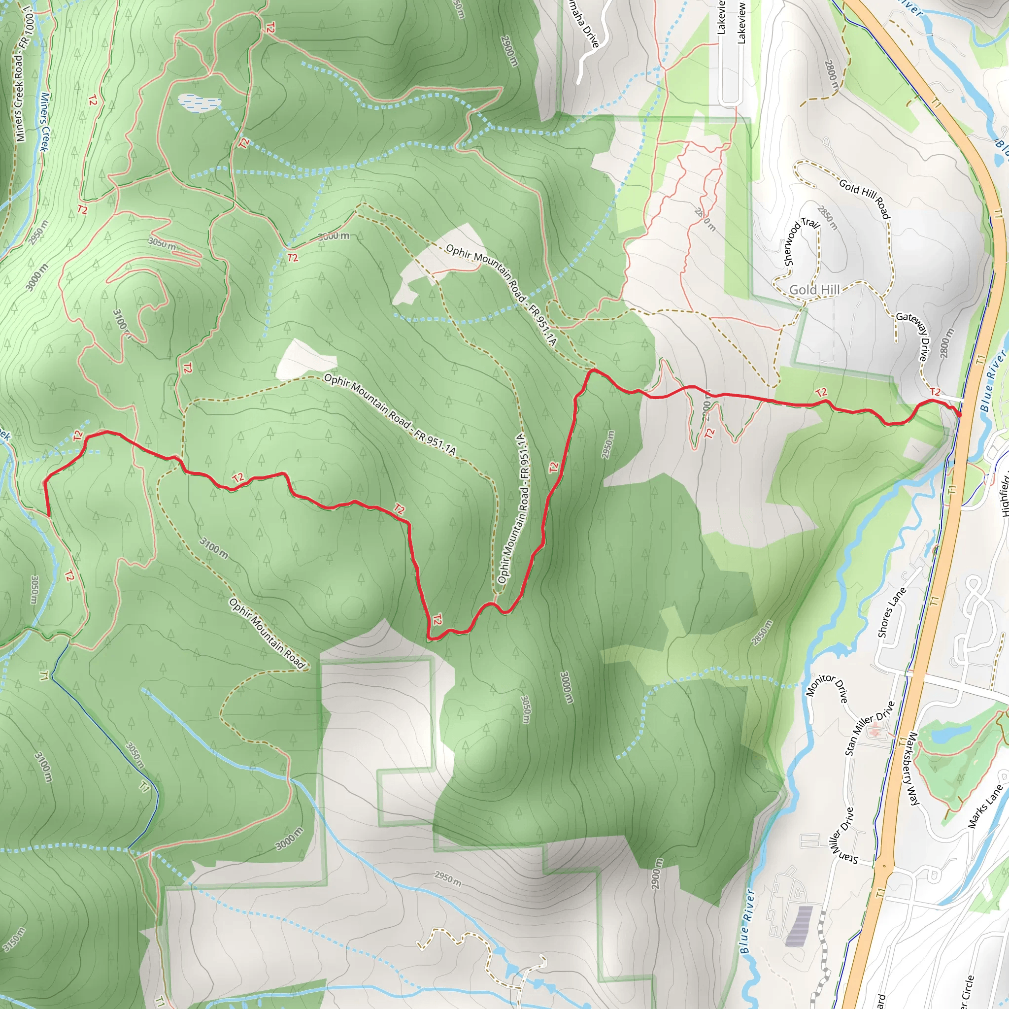 Colorado Trail from Summit County Recreational Pathway mobile static map