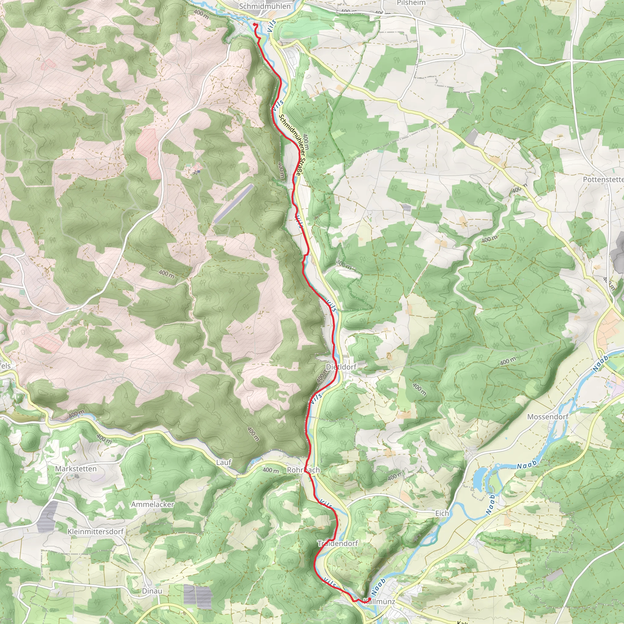 Schmidmühlen to Kallmünz via Vilstalwanderweg mobile static map